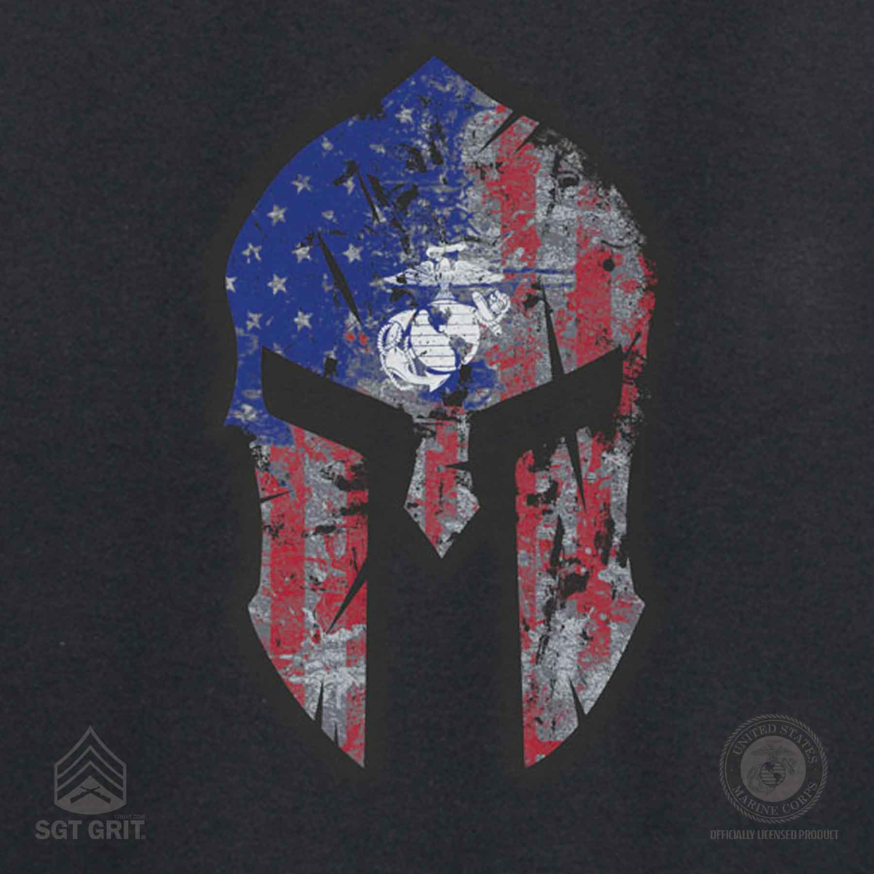 USMC Spartan Warrior Full Front T-shirt - Image 3