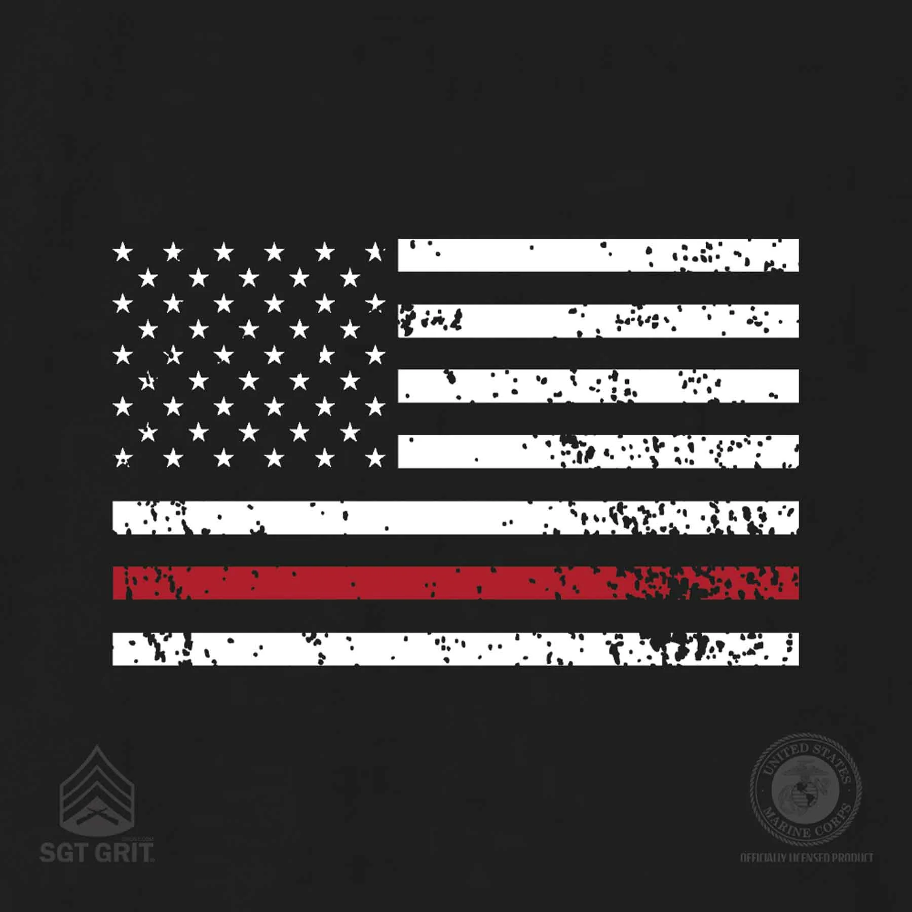 Marine Corps Blood Stripe Flag Black T-shirt - Image 3