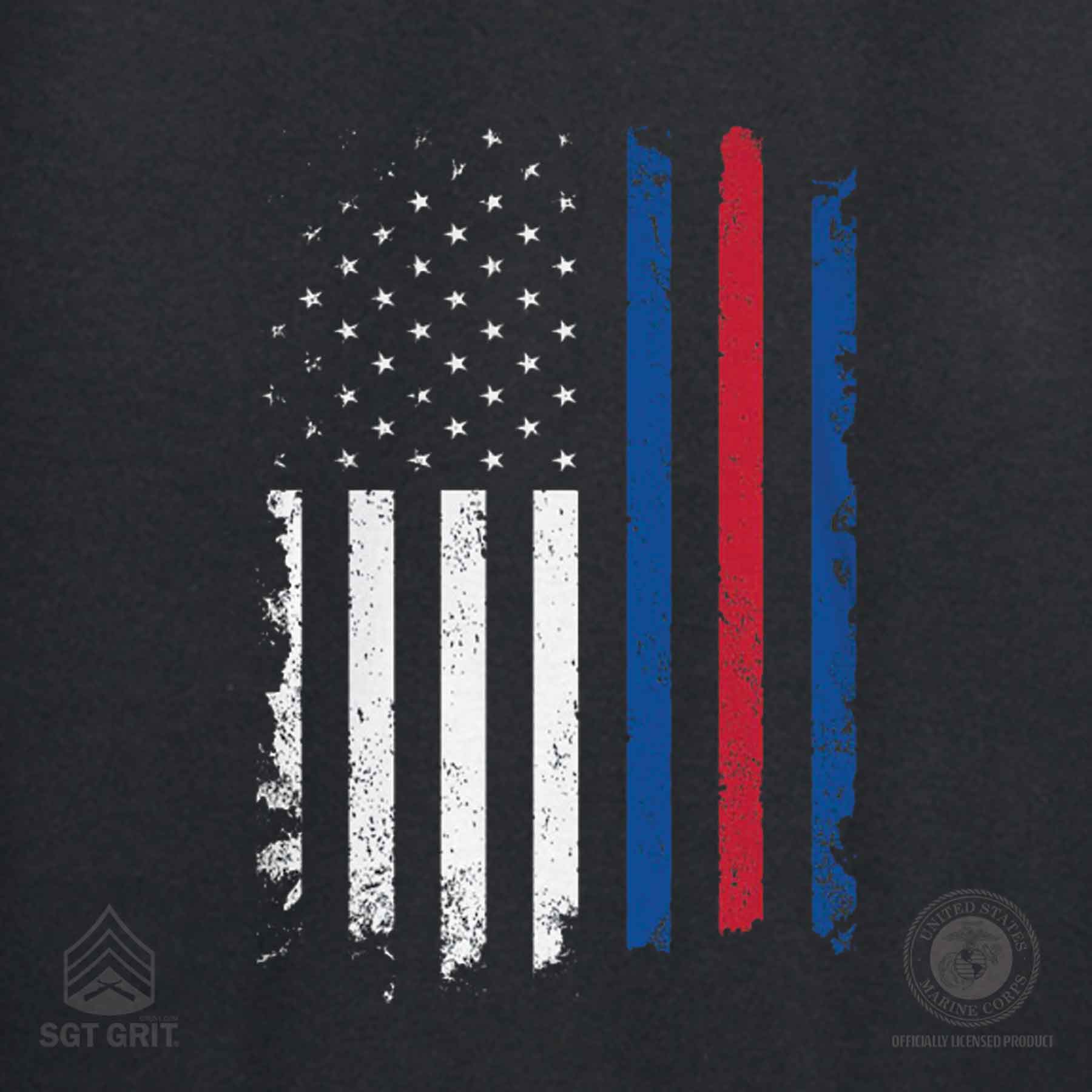 Marine Corps Blood Stripe Flag Black T-shirt - Image 6
