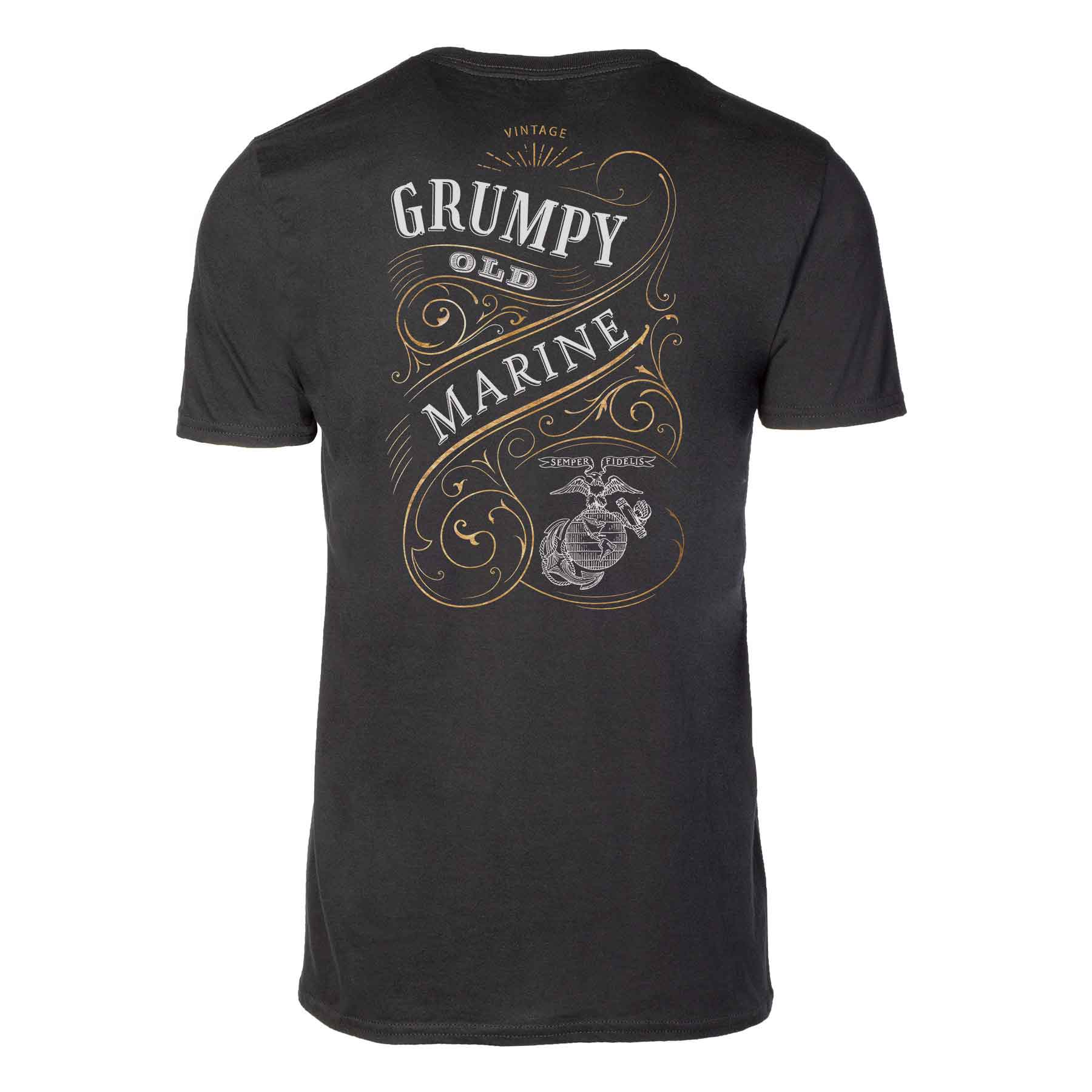 Grumpy Old Marine Vintage EGA Back With Left Chest T-shirt - Image 8