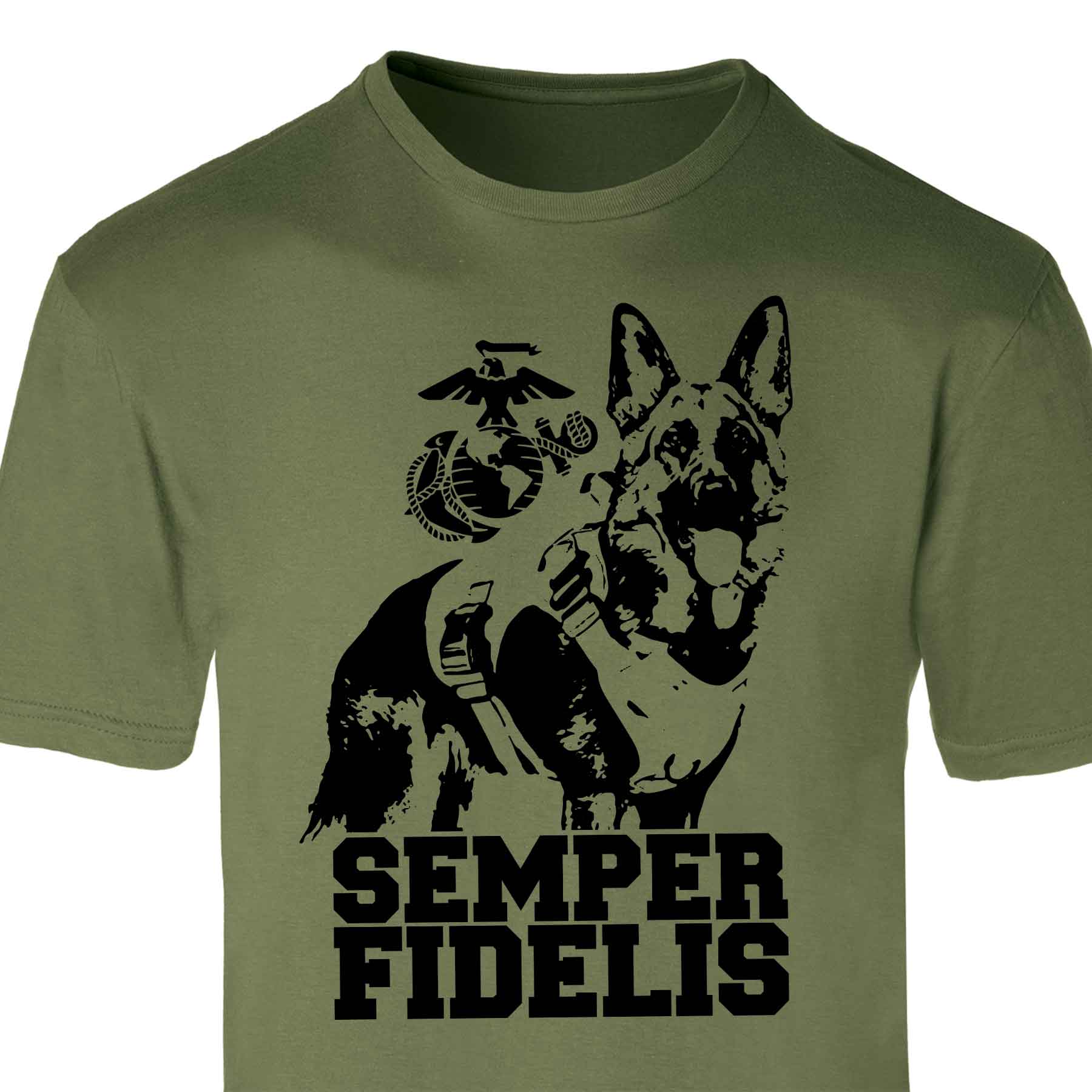 Marine Corps K-9 T-shirt with German Shepherd Graphic Design