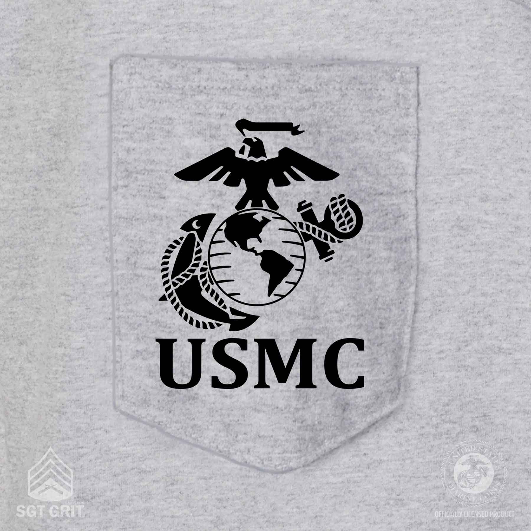 USMC Pocket T-Shirt with Marines EGA Emblem - Image 11