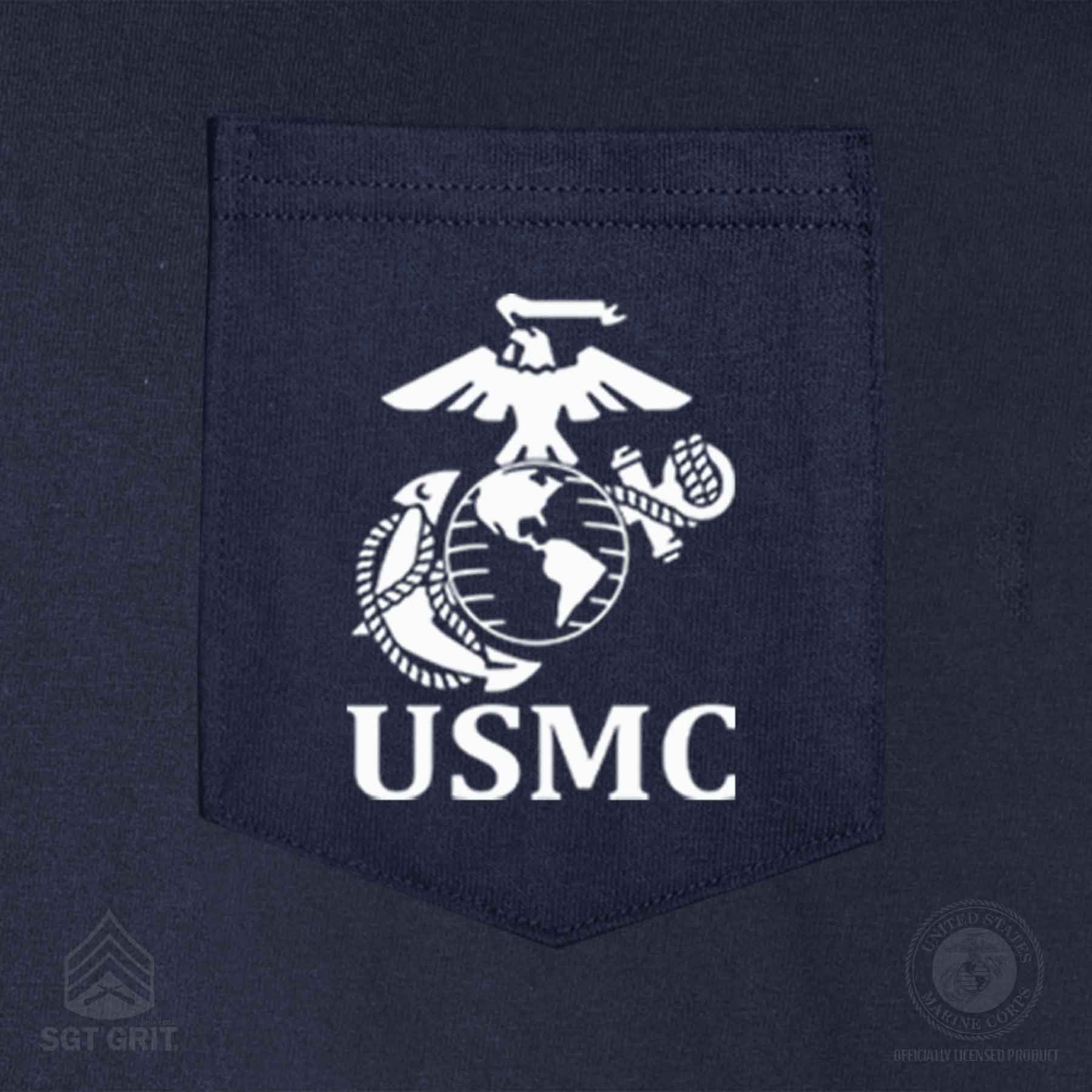 USMC Pocket T-Shirt with Marines EGA Emblem - Image 3
