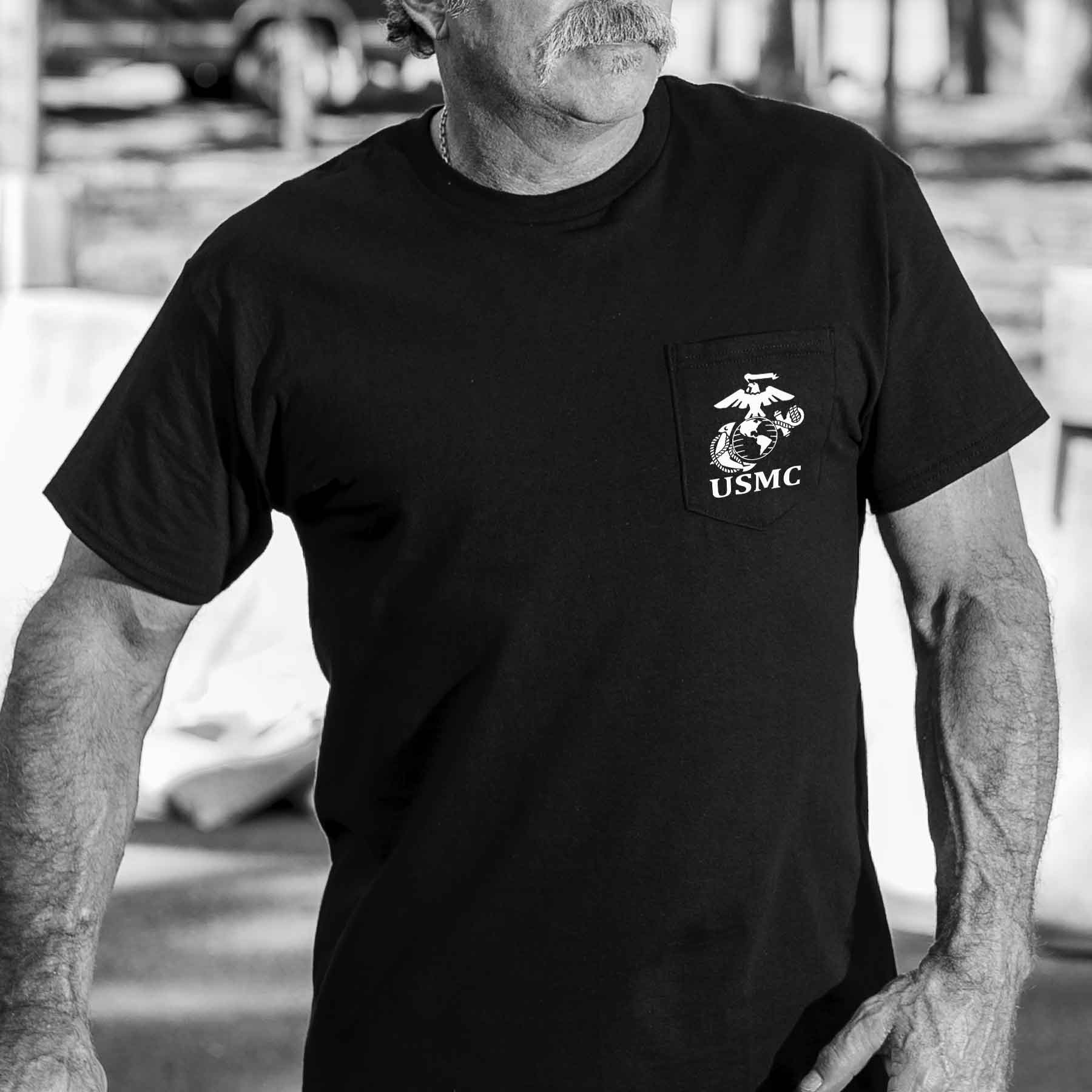 USMC Pocket T-Shirt with Marines EGA Emblem - Image 7
