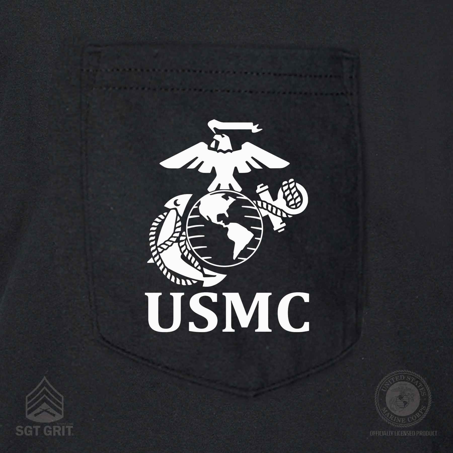 USMC Pocket T-Shirt with Marines EGA Emblem - Image 8