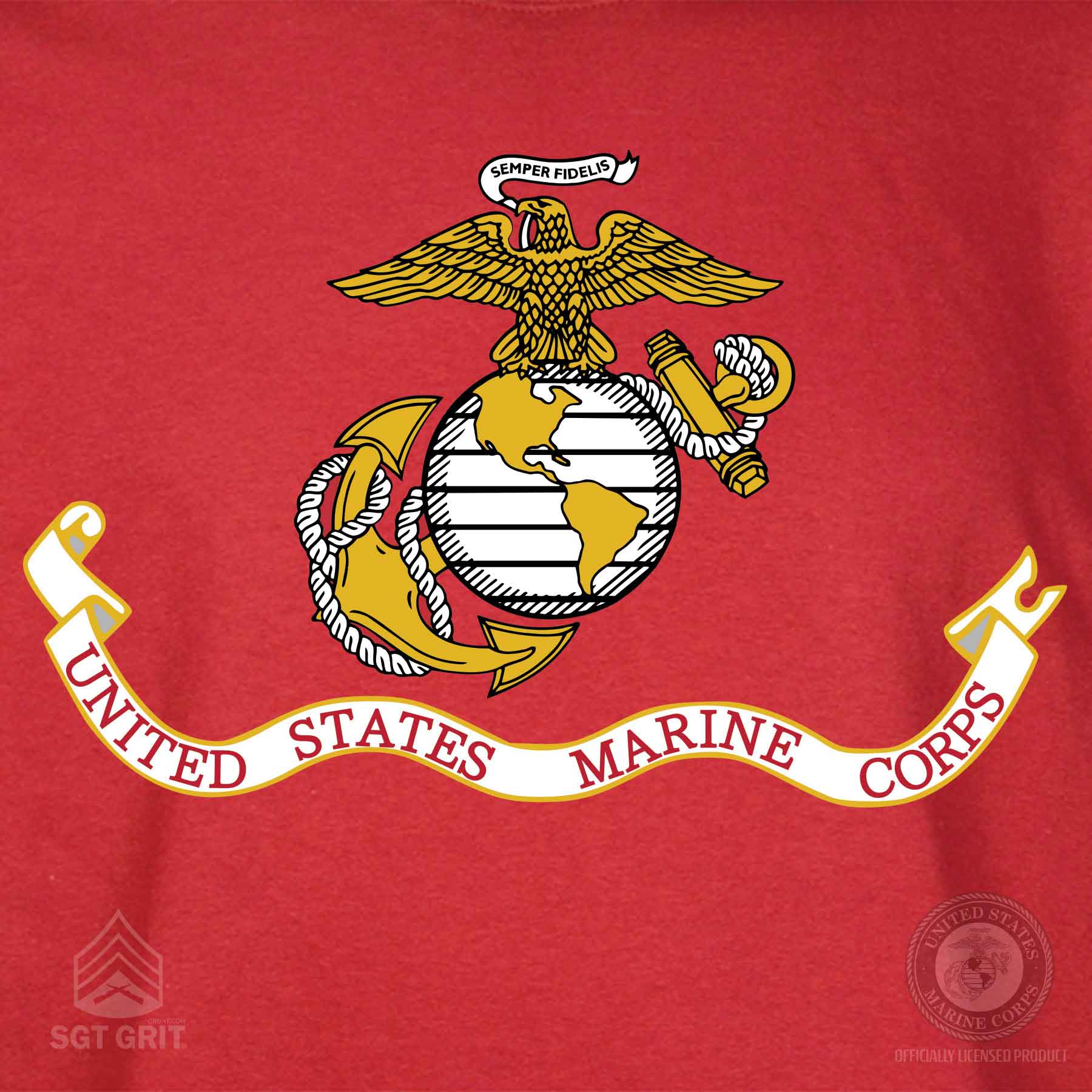 Marines EGA Emblem T-Shirt Red - Image 3