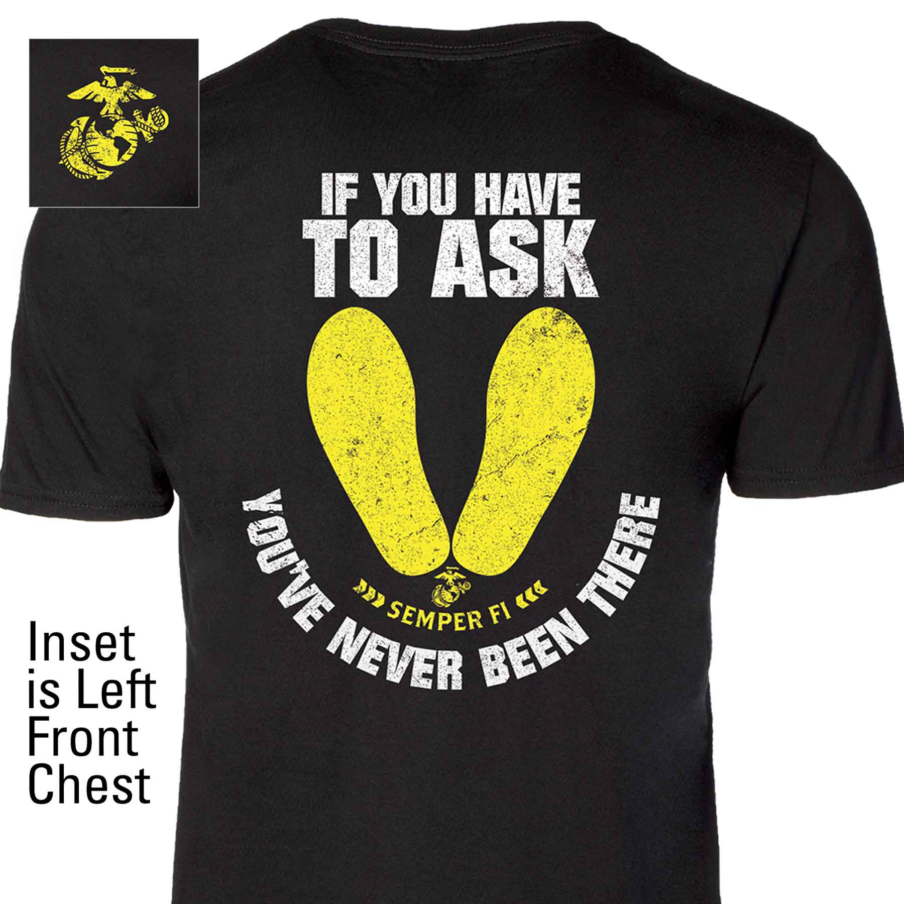 USMC 'If You Have to Ask' Graphic Black T-shirt