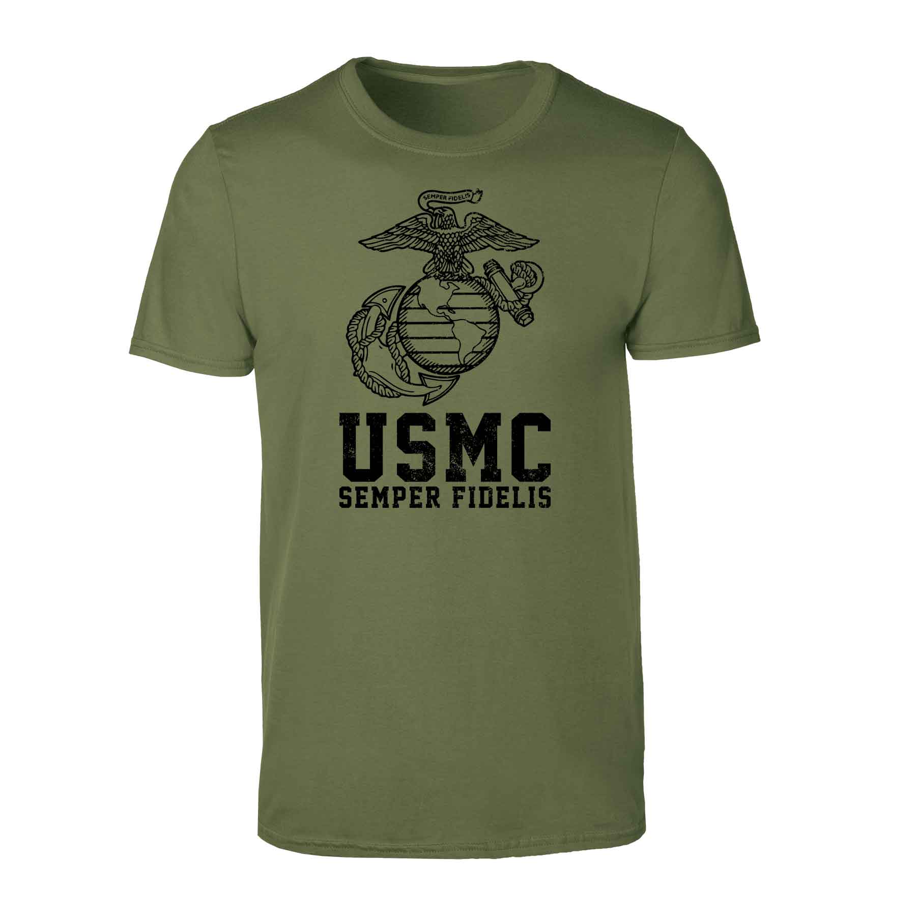 USMC Semper Fidelis T-shirt Gold on Red - Image 8