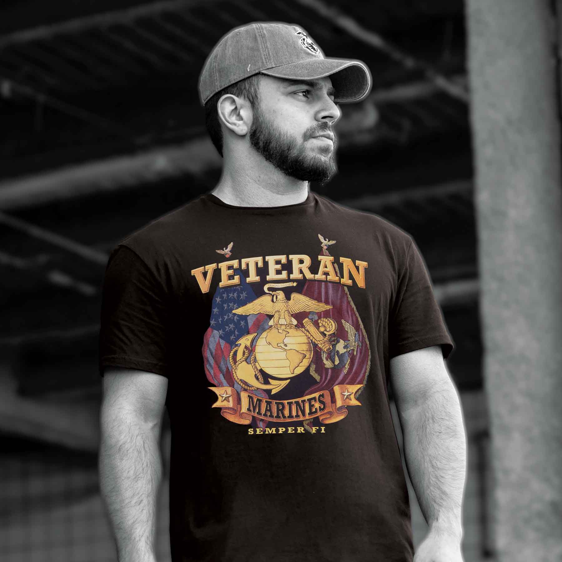Marine Corps Veteran T-Shirt with EGA - Image 2