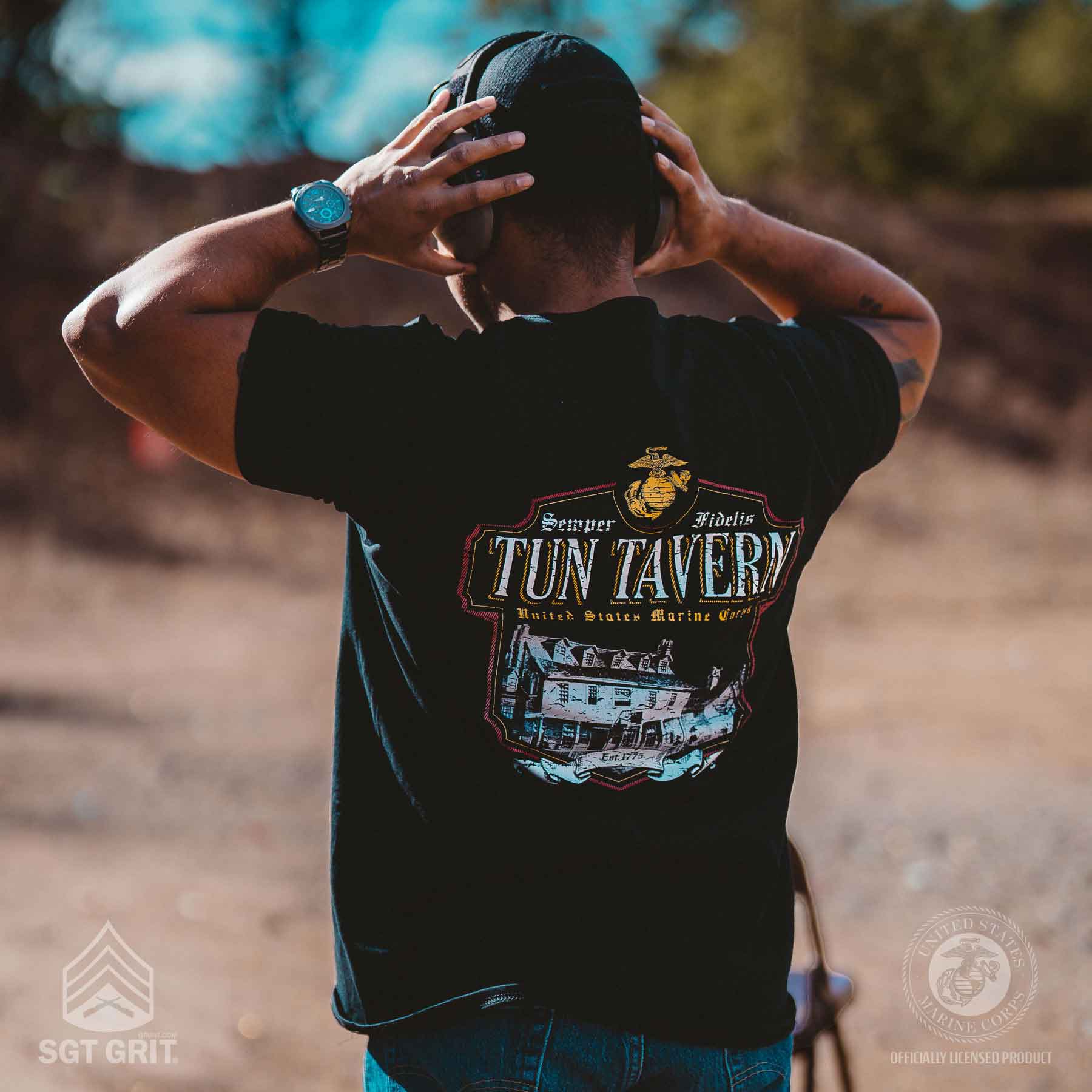Semper Fidelis Tun Tavern Back With Left Chest T-shirt - Image 5