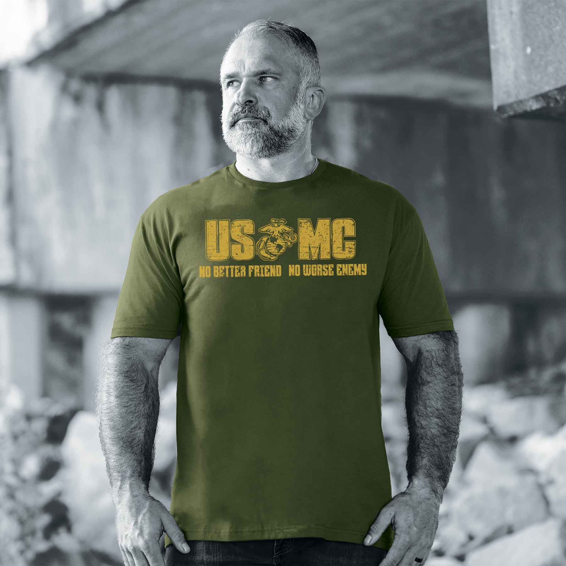 USMC No Better Friend, No Worse Enemy T-shirt - Image 2