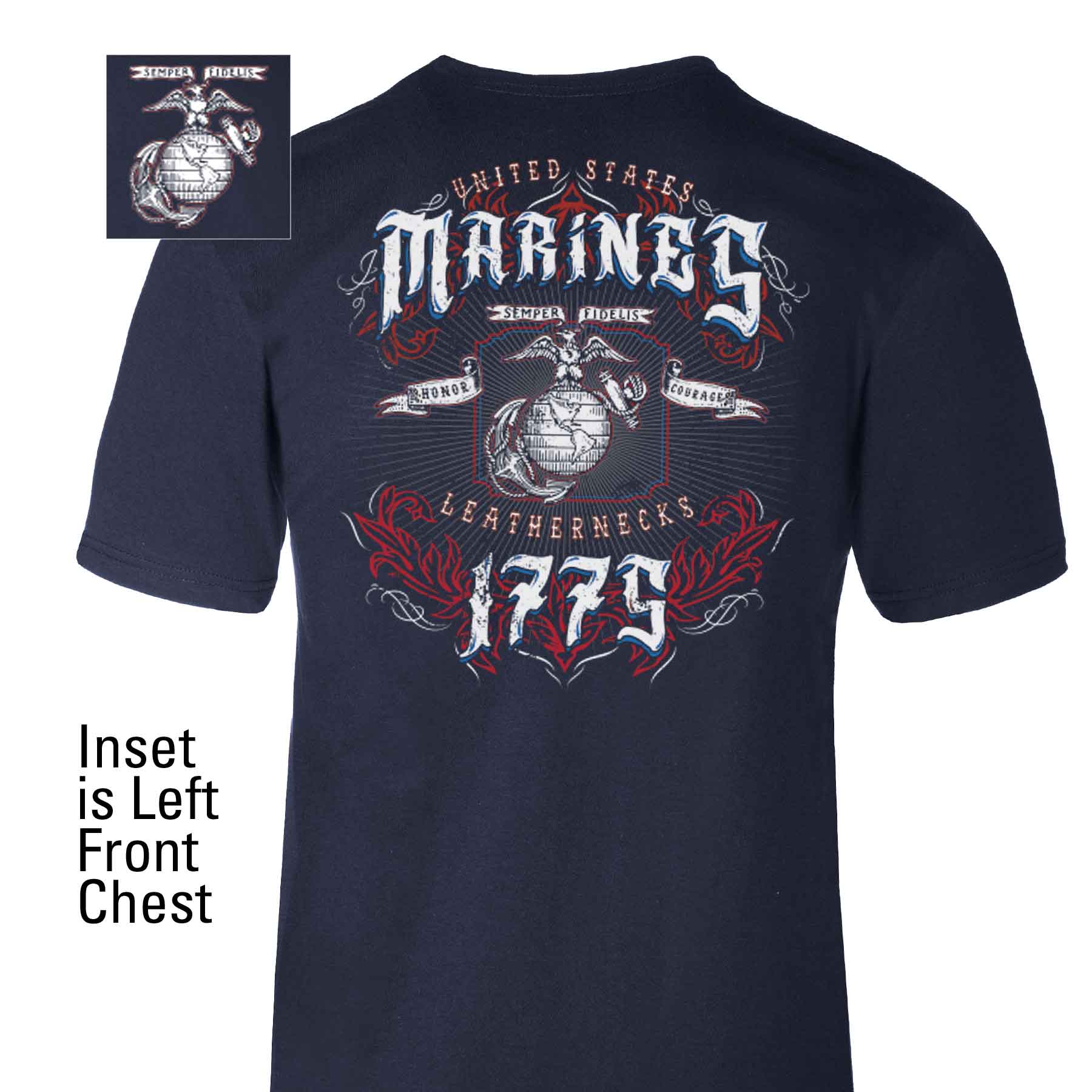Leathernecks Back With Left Chest T-shirt