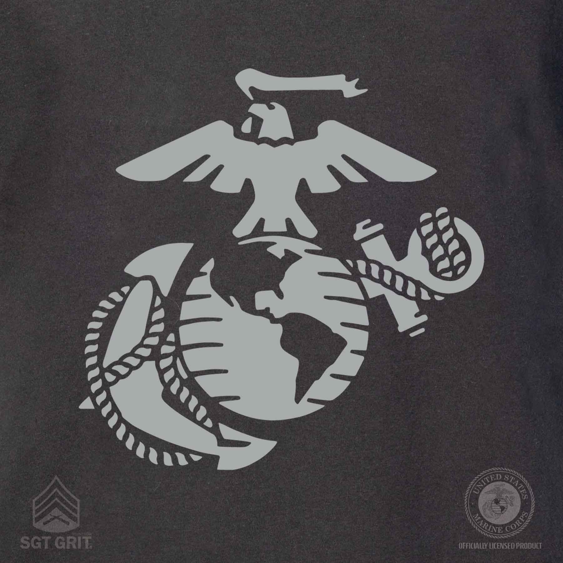 USMC Devil Dog Back With Left Chest T-shirt, Gray EGA - Image 3