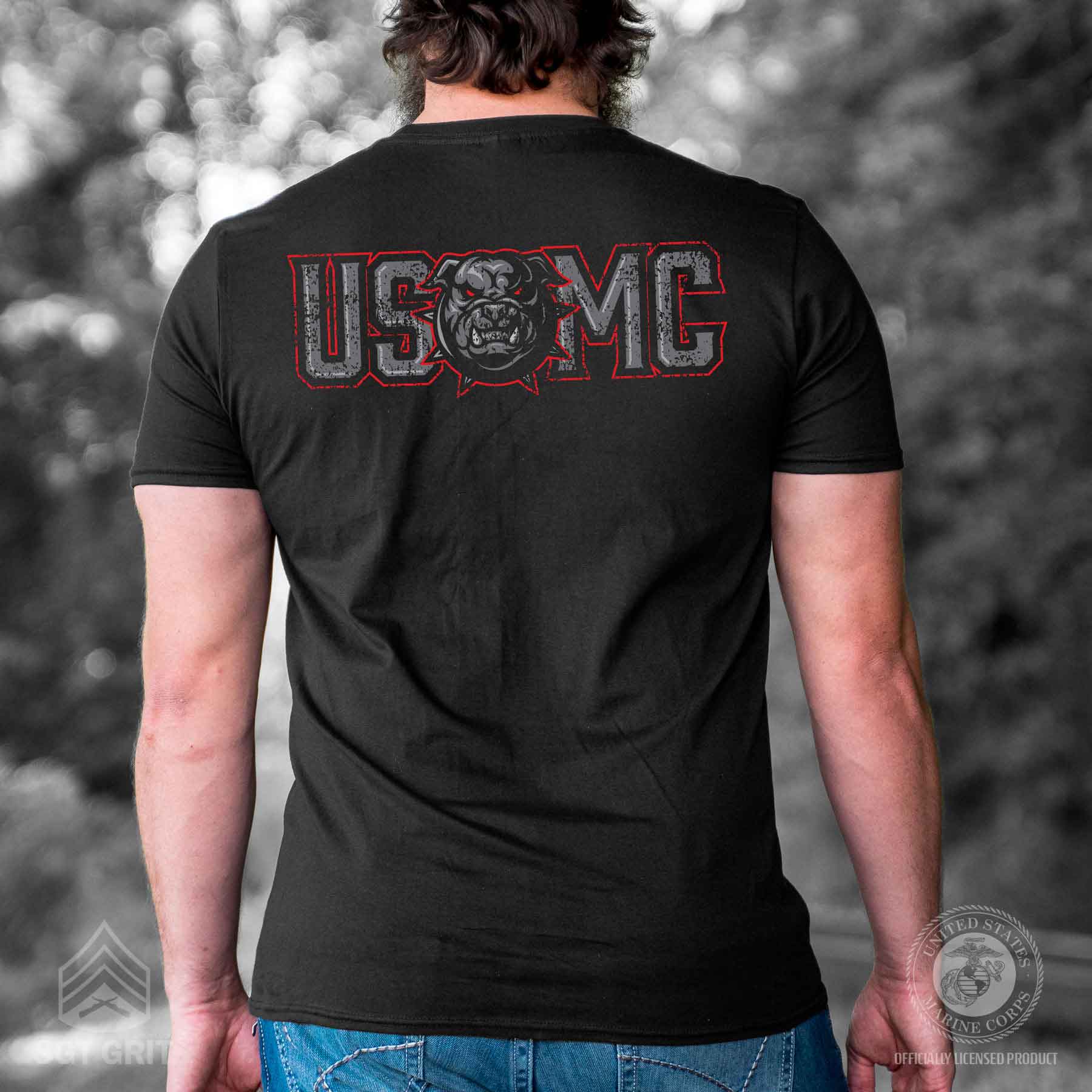 USMC Devil Dog Back With Left Chest T-shirt, Gray EGA - Image 6