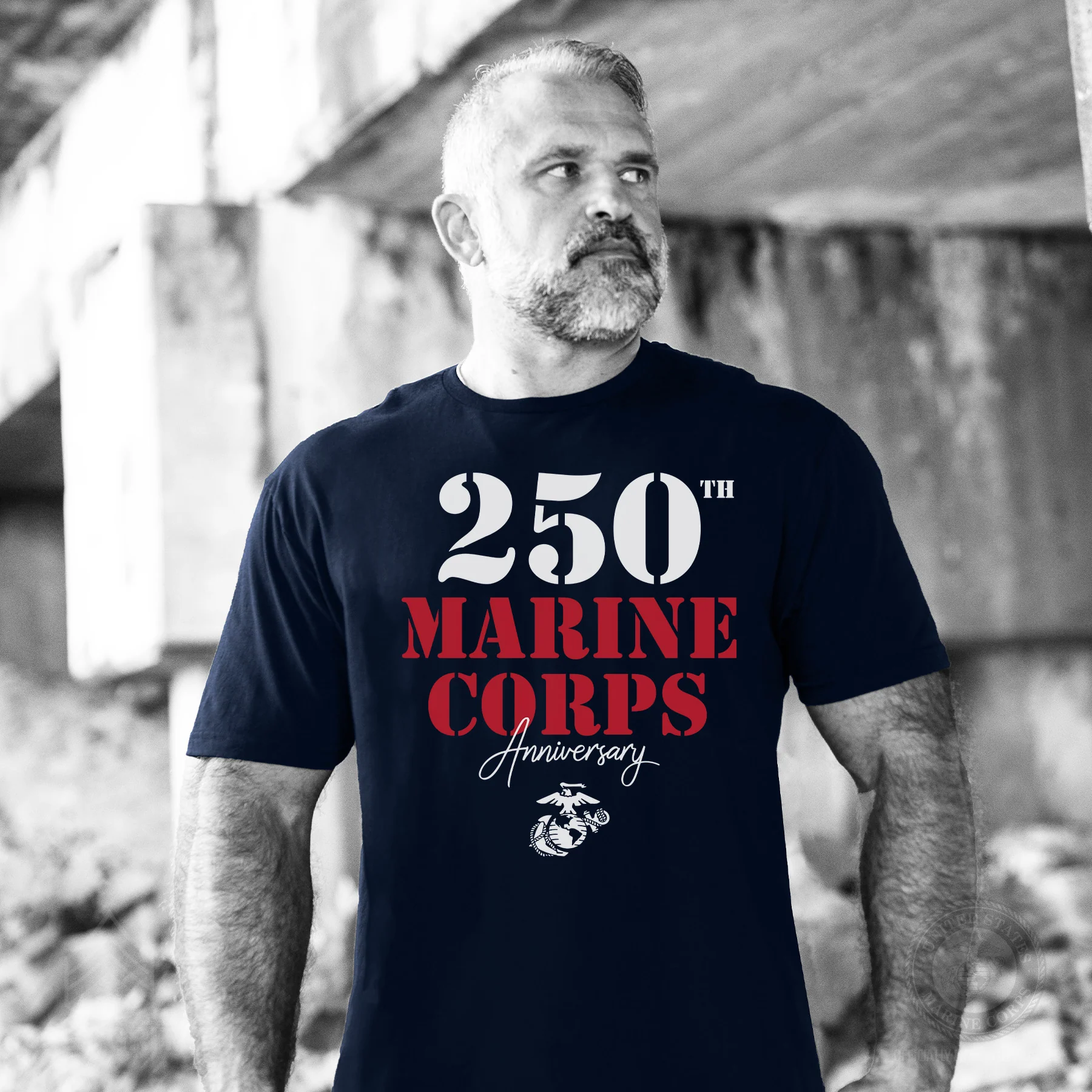USMC 250th Anniversary Stencil T-Shirt - Image 2
