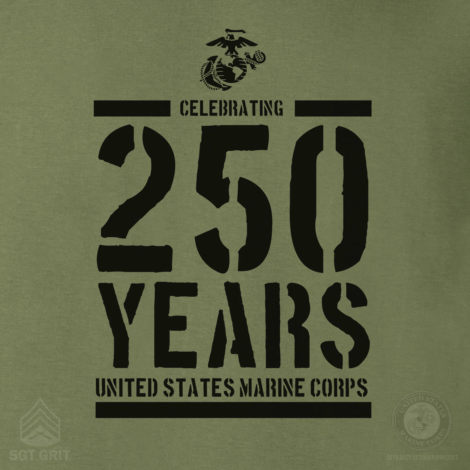 USMC Celebrating 250 Years T-Shirt- OD Green - Image 5