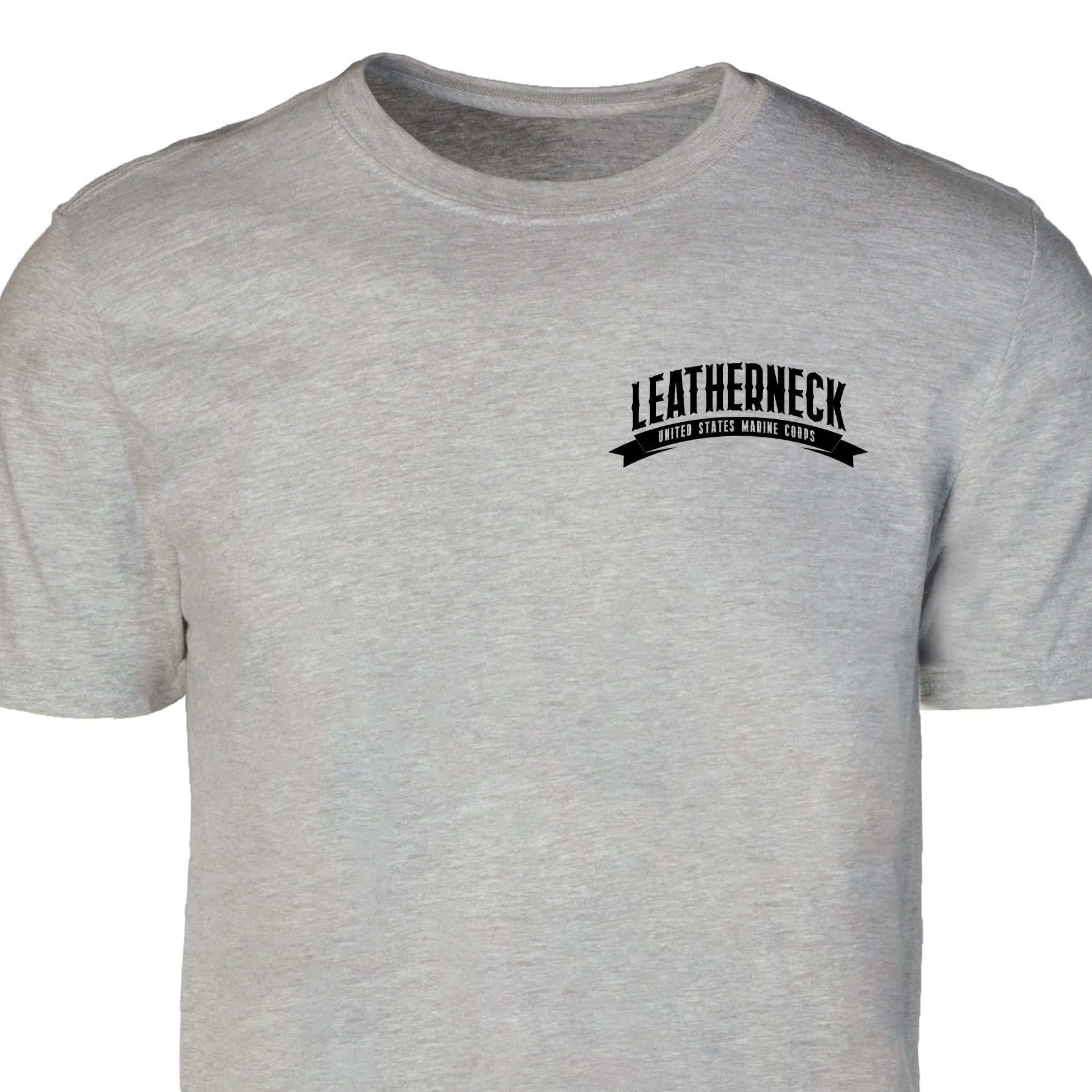 USMC Leatherneck Left Chest T-Shirt- Gray