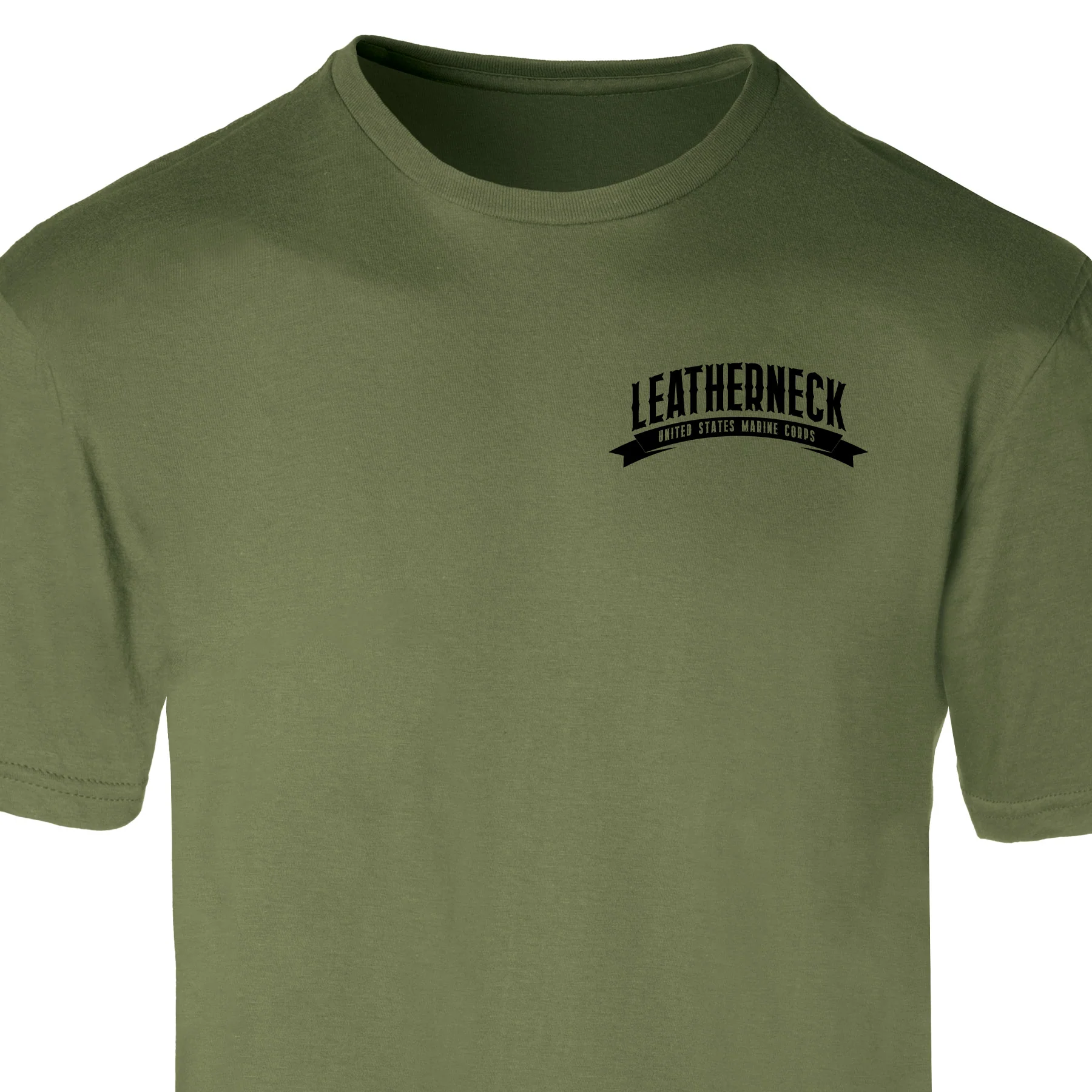USMC Leatherneck Left Chest T-Shirt- OD Green