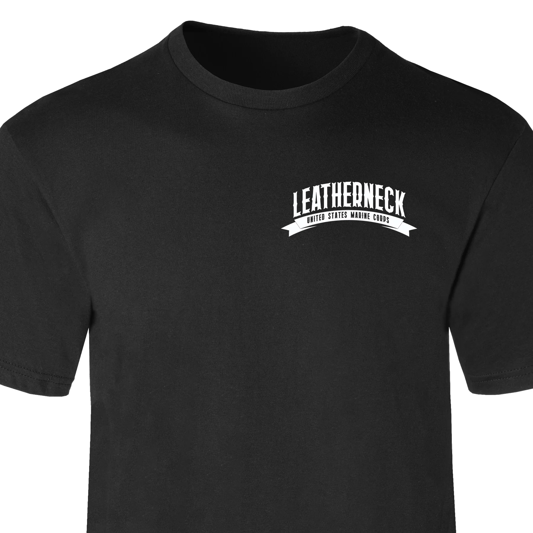 USMC Leatherneck Left Chest T-Shirt- Black