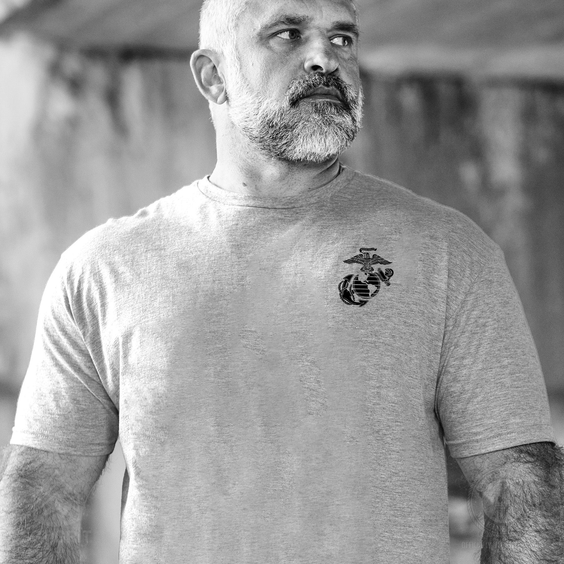 Grumpy Old Marine Bulldog Mascot T-shirt- Back Design - Image 10