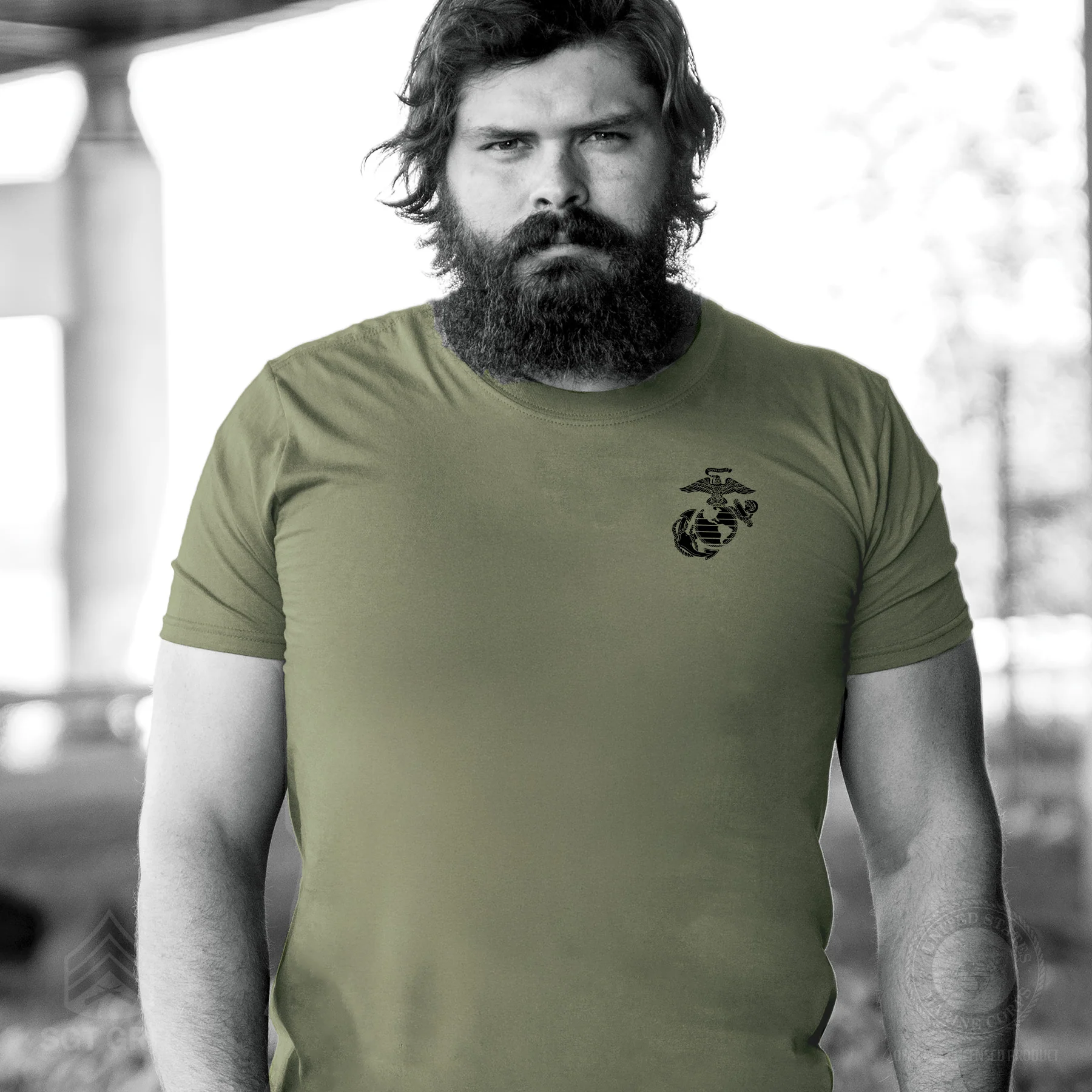 Grumpy Old Marine Bulldog Mascot T-shirt- Back Design - Image 11
