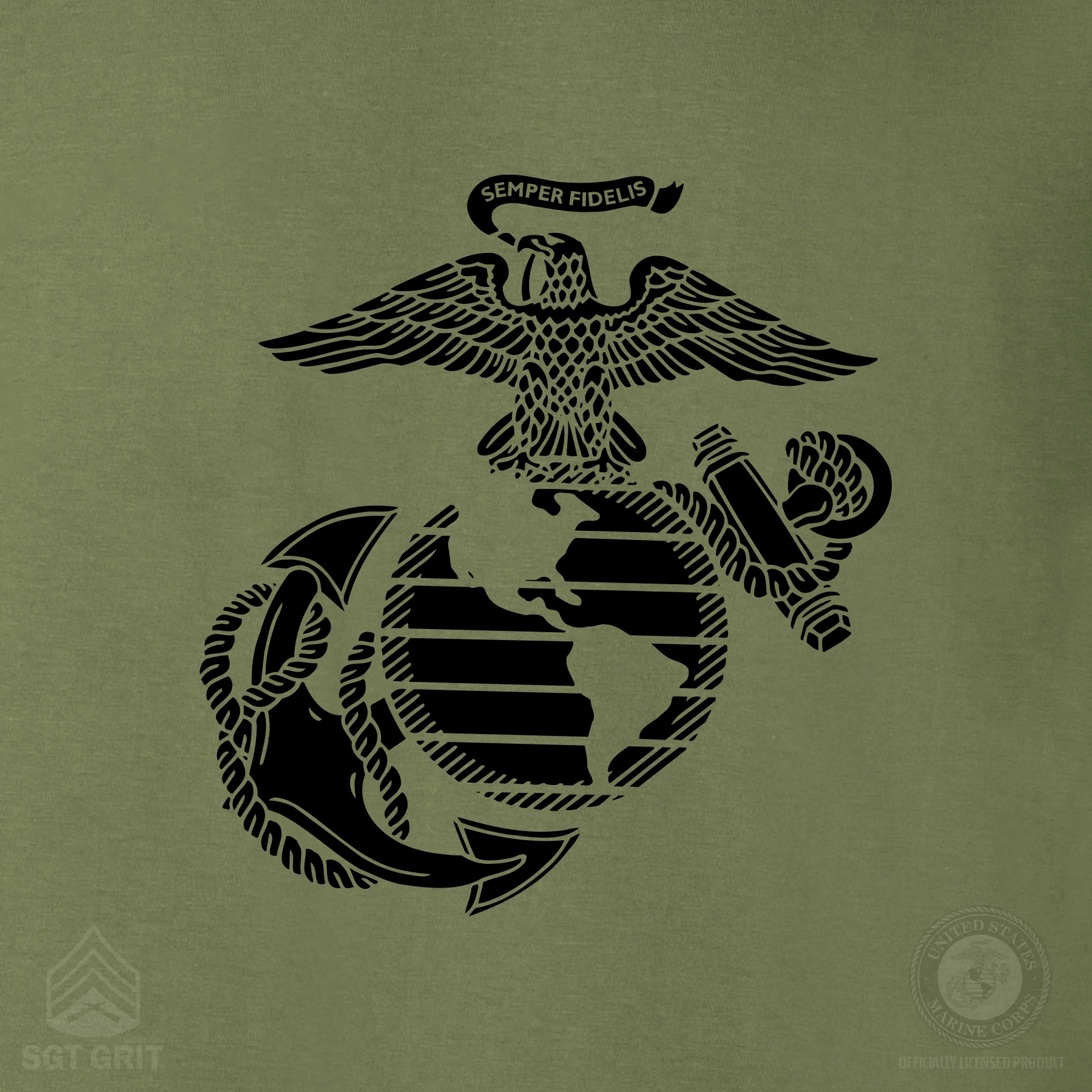 Grumpy Old Marine Bulldog Mascot T-shirt- Back Design - Image 13