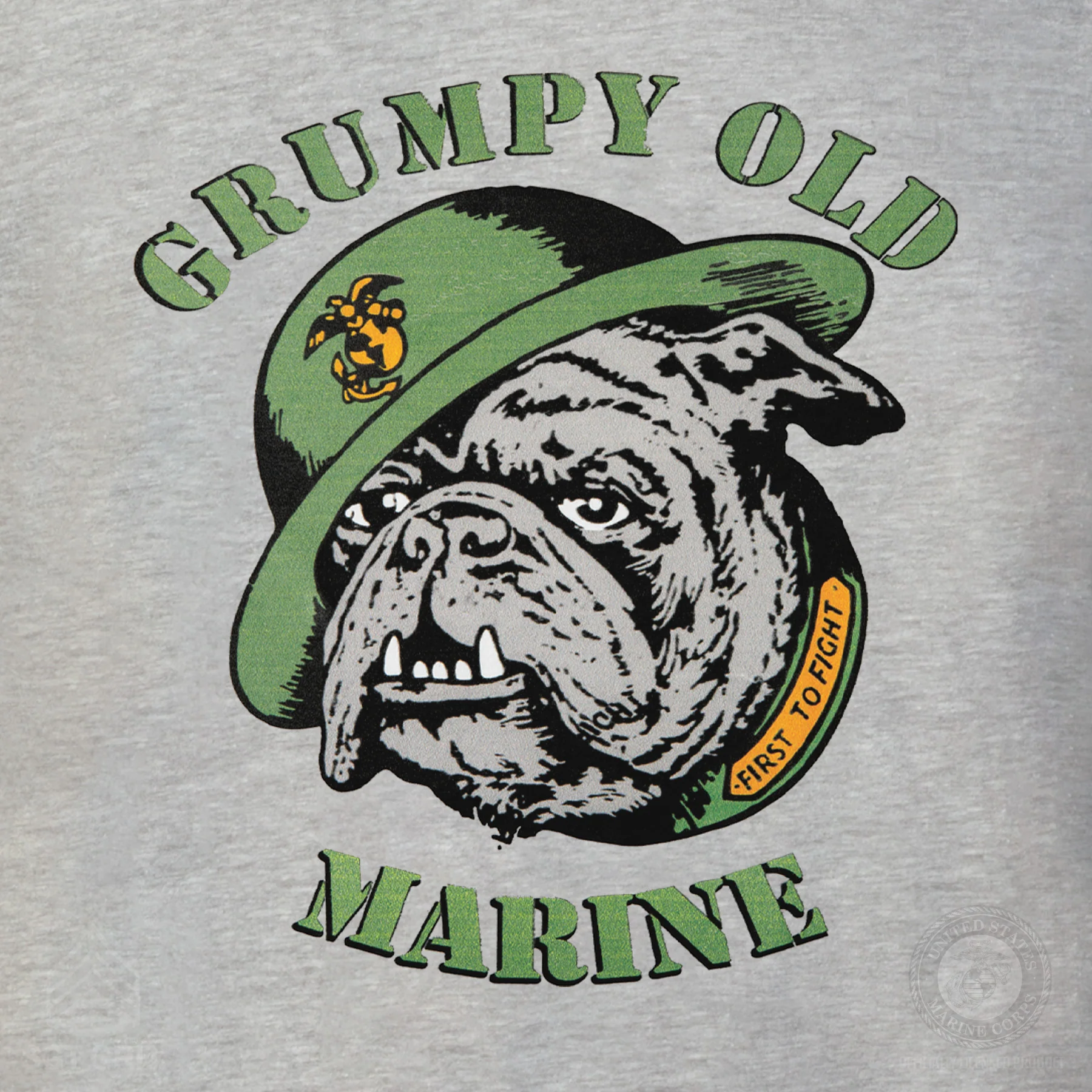 Grumpy Old Marine Bulldog Mascot T-shirt- Back Design - Image 4