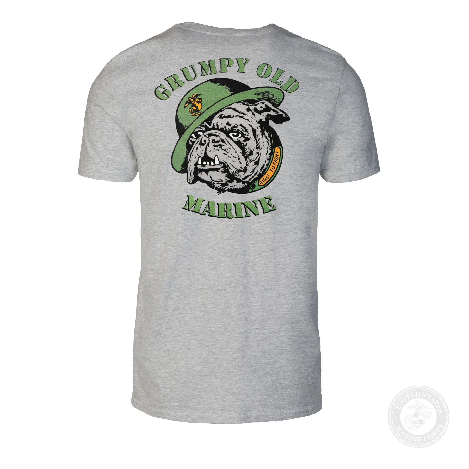 Grumpy Old Marine Bulldog Mascot T-shirt- Back Design - Image 7