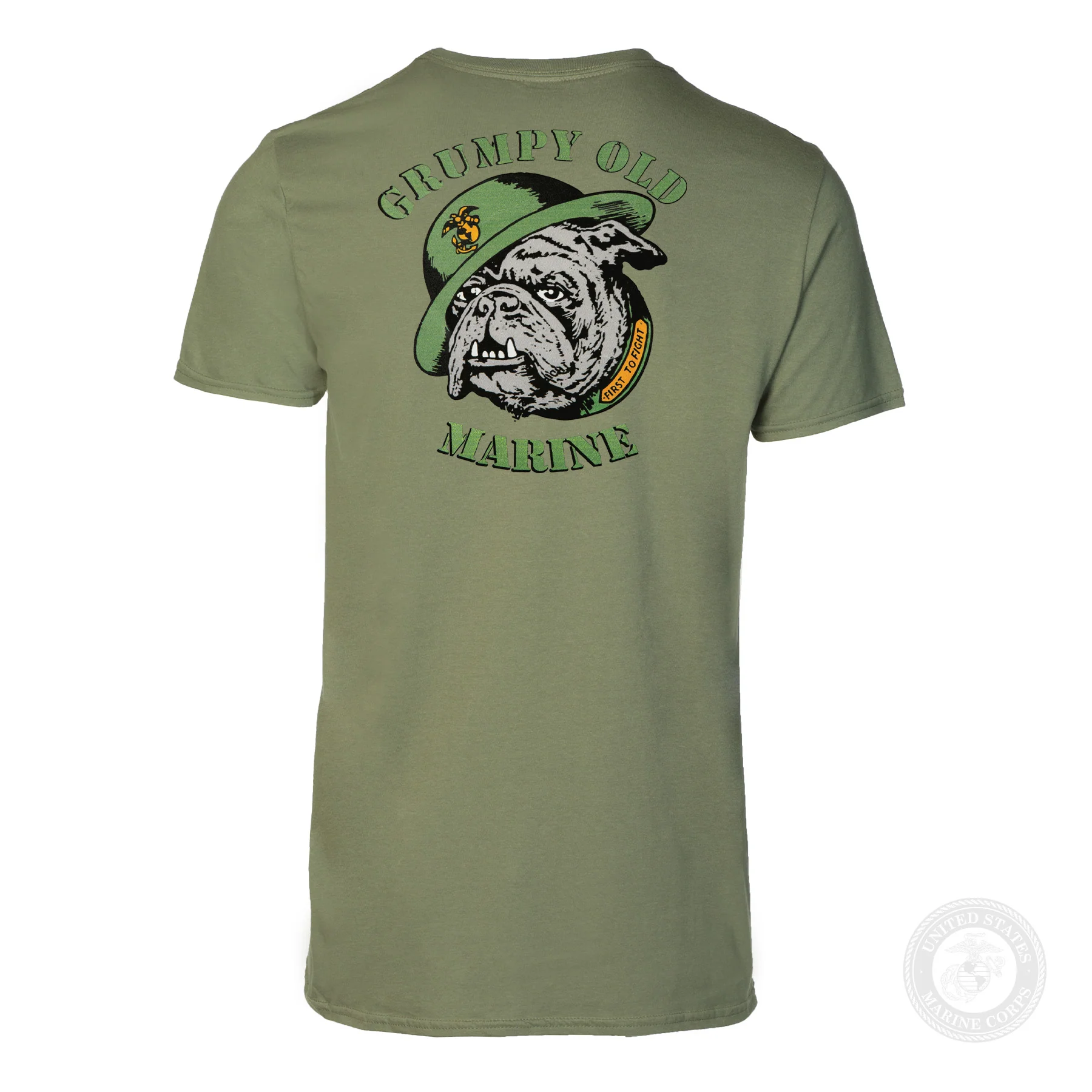 Grumpy Old Marine Bulldog Mascot T-shirt- Back Design - Image 9