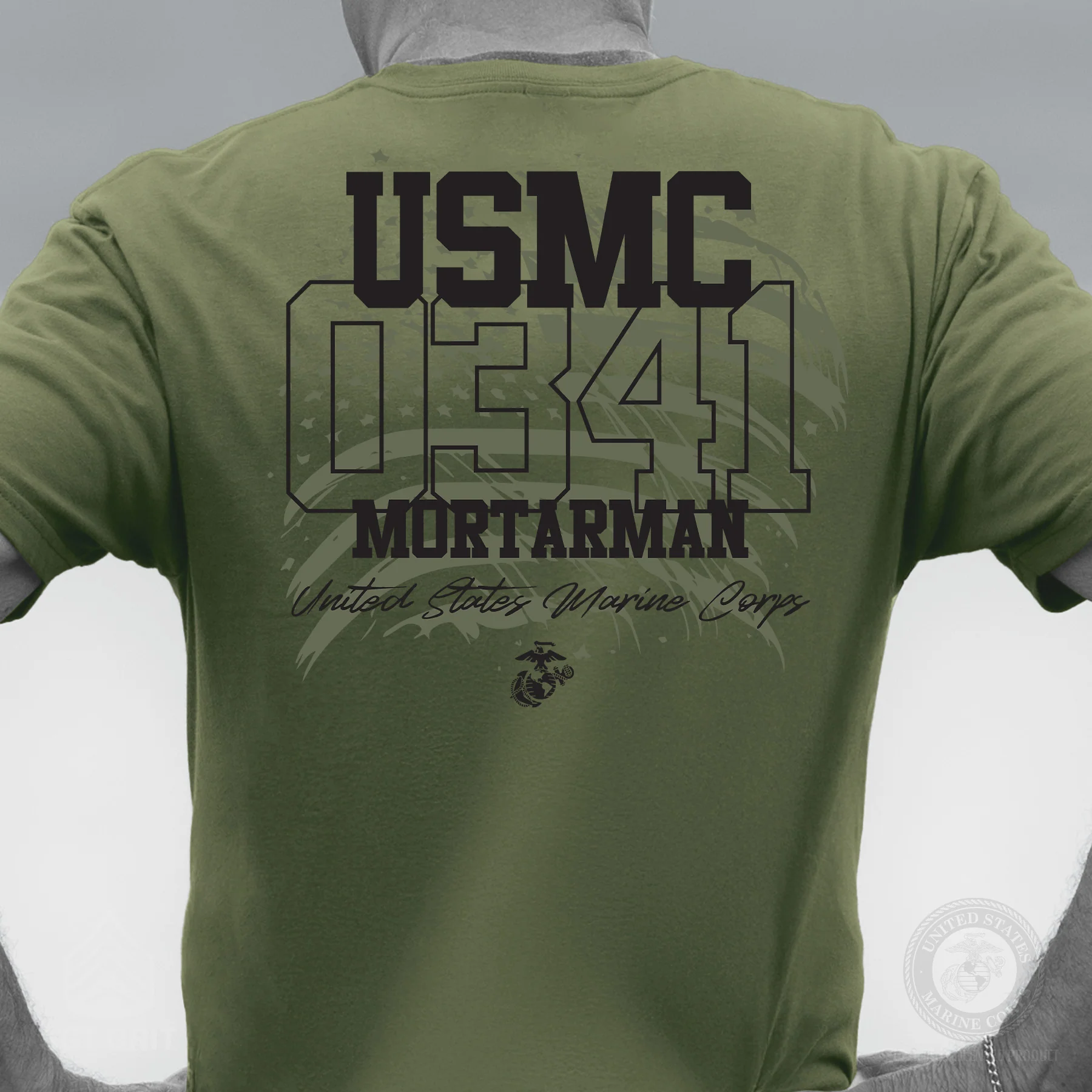 Choose Your Marine MOS Flag T-shirt- Back Design - Image 4