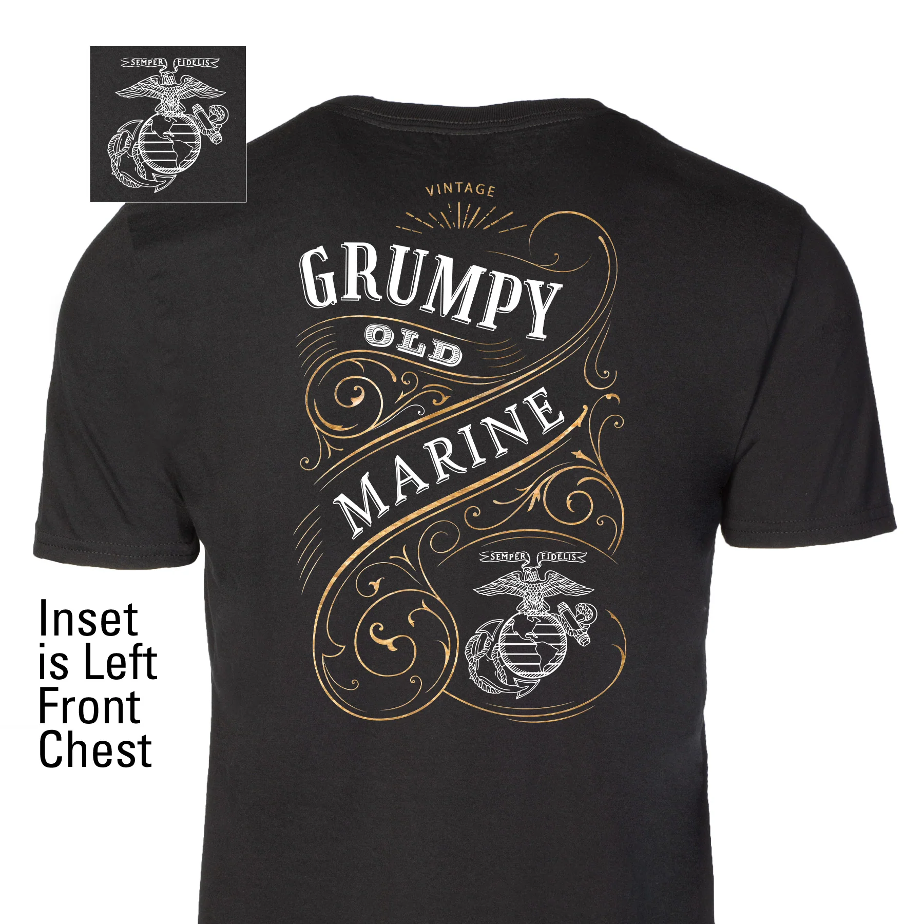 Grumpy Old Marine Vintage EGA T-shirt- Back Design