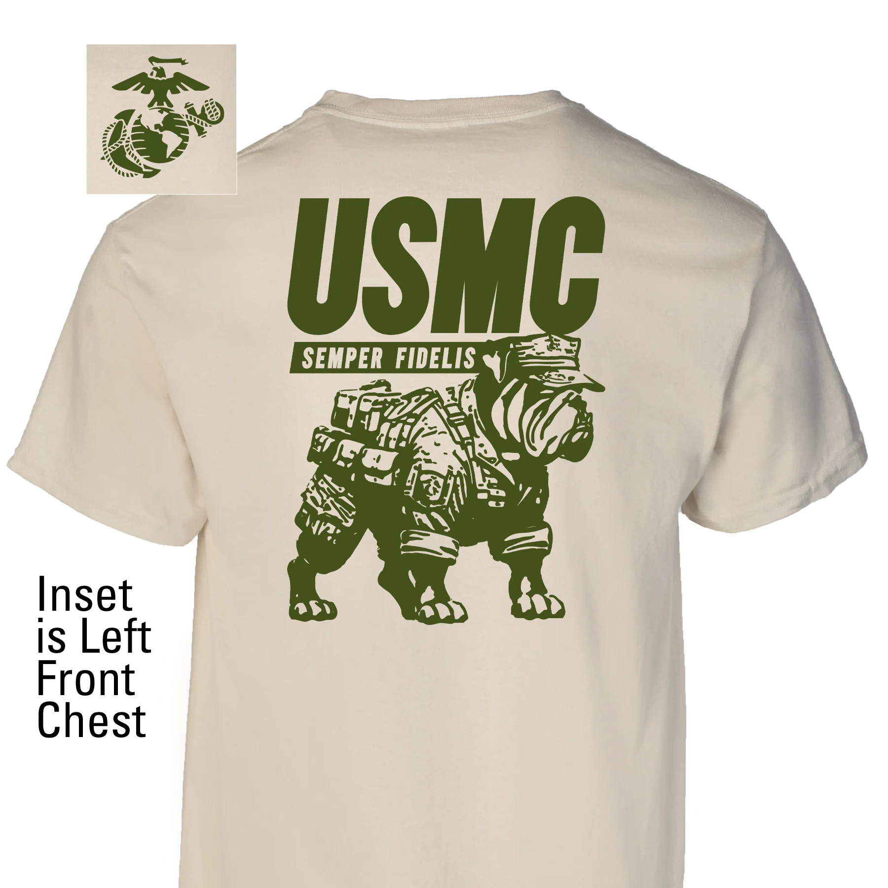 USMC Combat Bulldog T-shirt- Back Design - Image 2