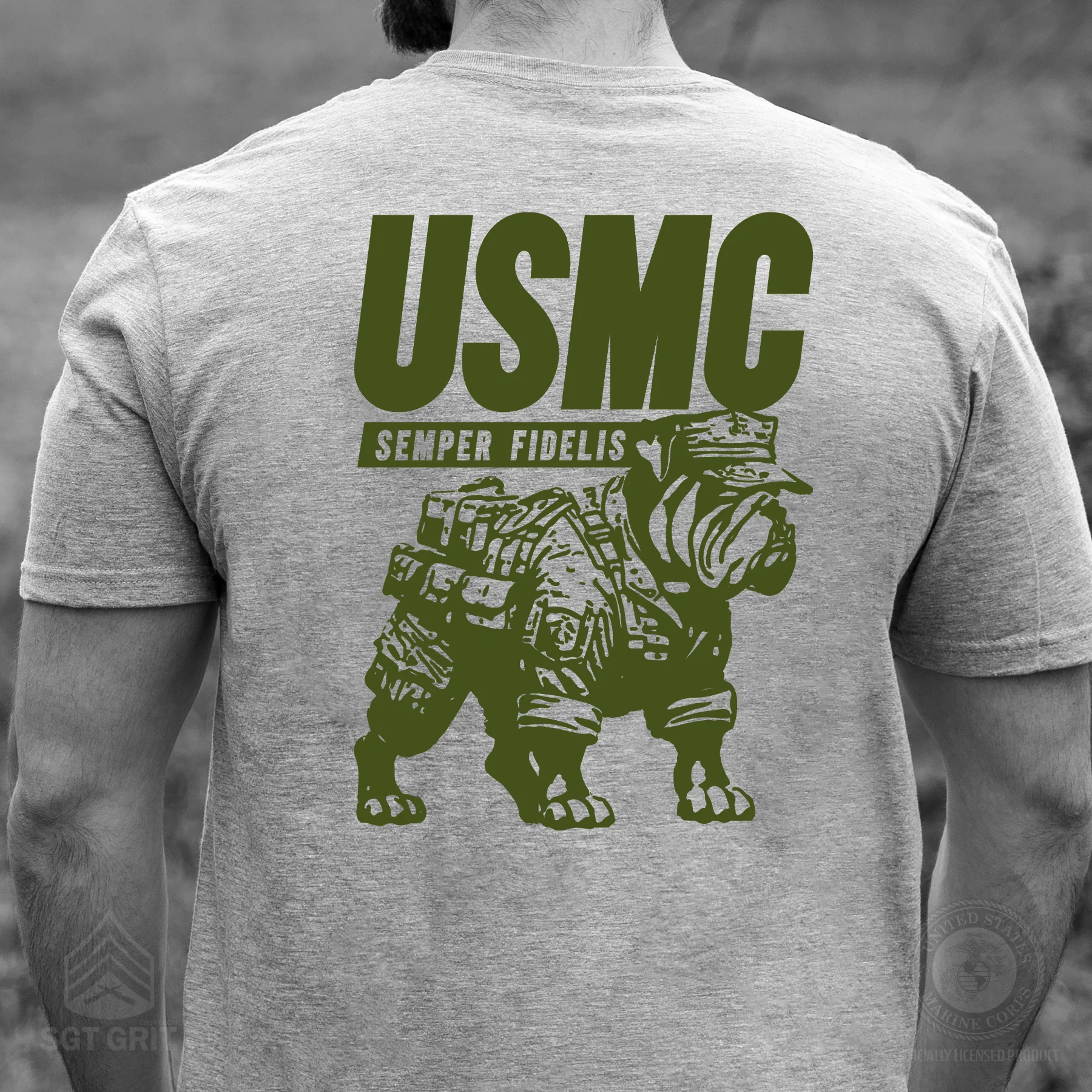 USMC Combat Bulldog T-shirt- Back Design - Image 3