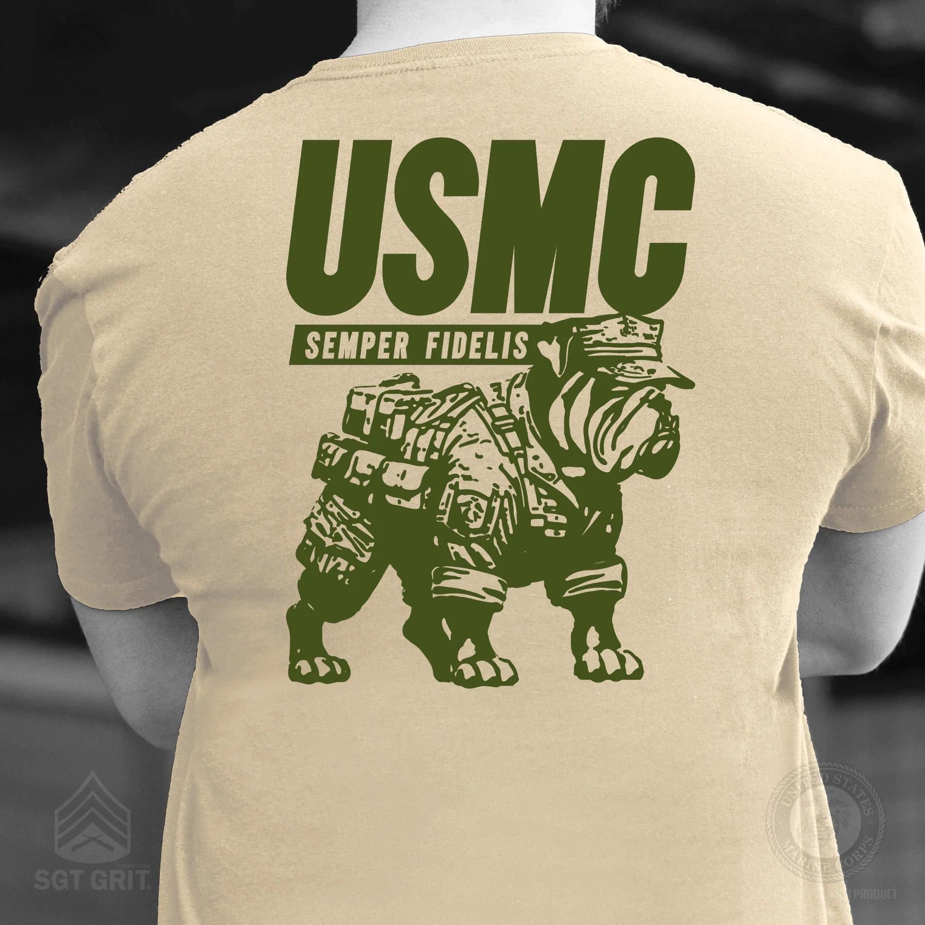 USMC Combat Bulldog T-shirt- Back Design - Image 4