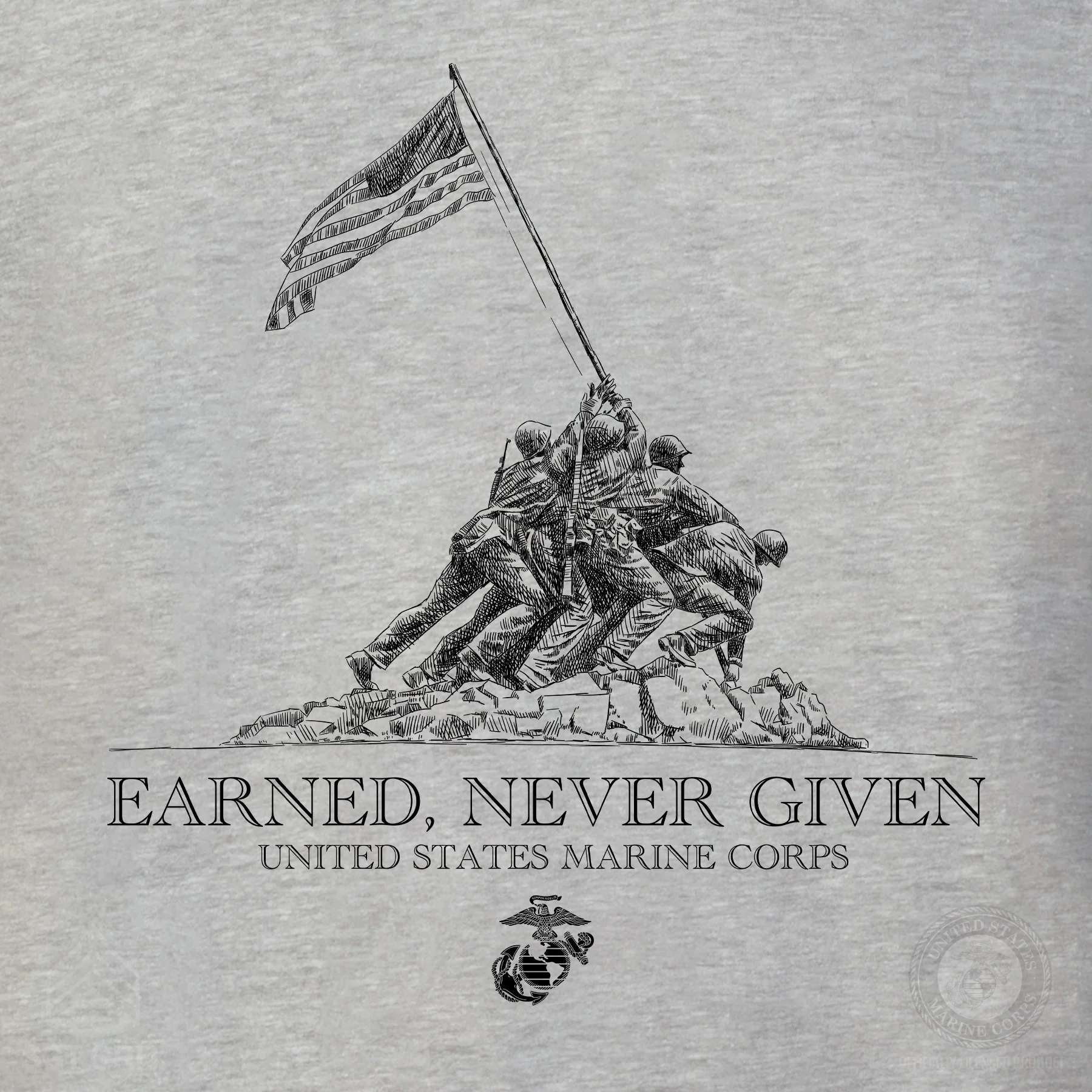 USMC Earned Never Given T-shirt- Back Design - Image 11