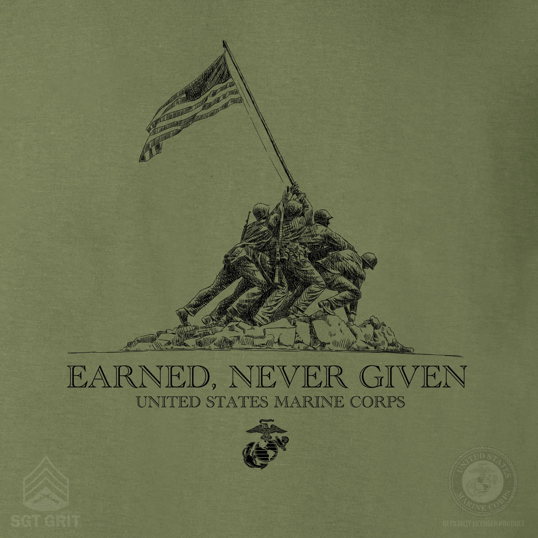 USMC Earned Never Given T-shirt- Back Design - Image 6