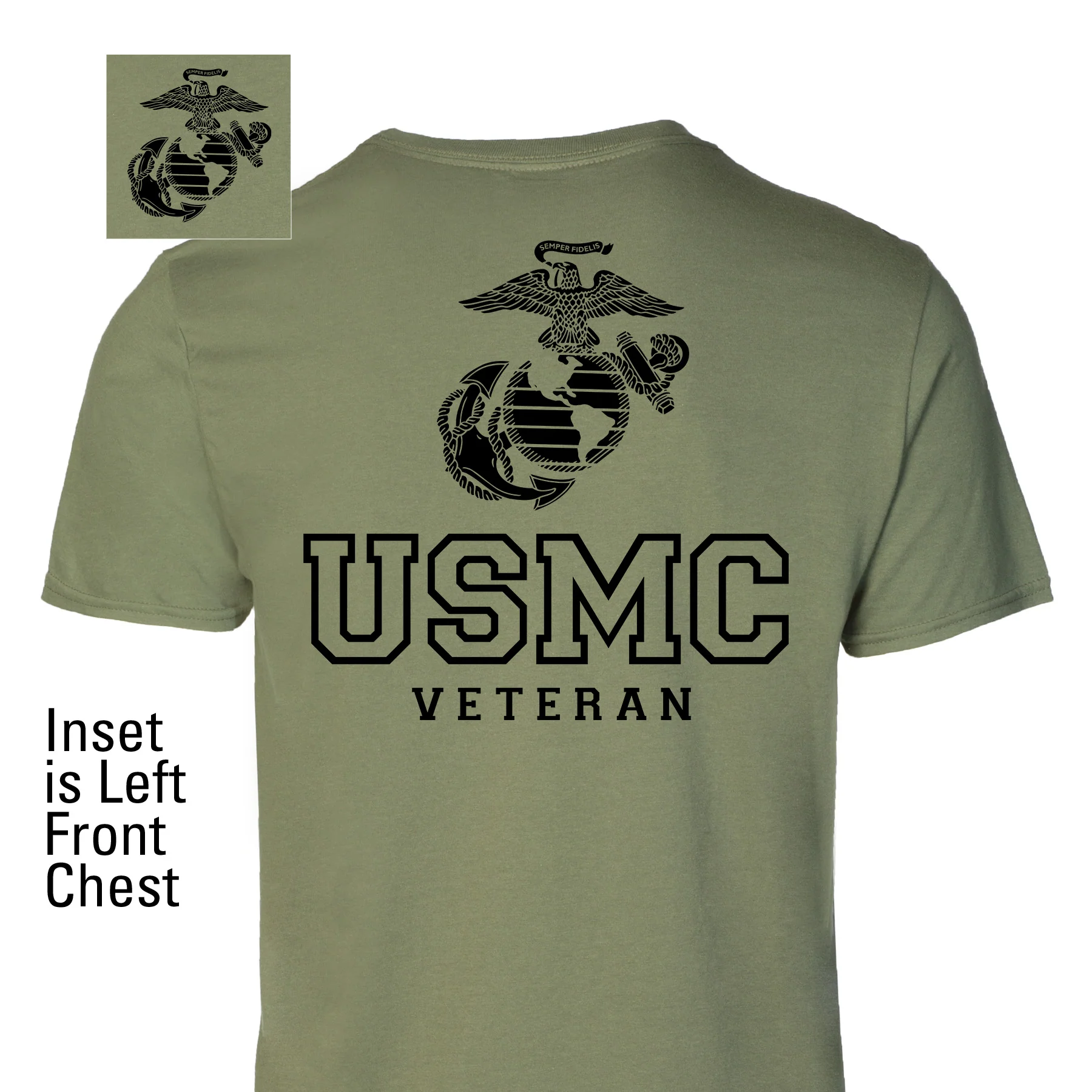 USMC Veteran Tonal T-shirt- Back Design - Image 2