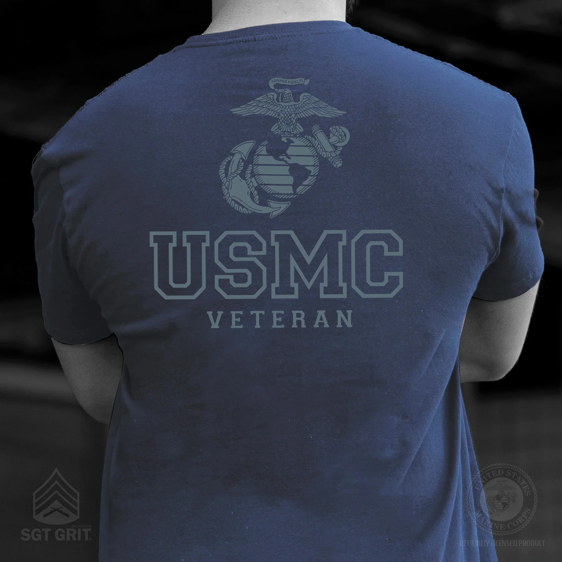USMC Veteran Tonal T-shirt- Back Design - Image 4
