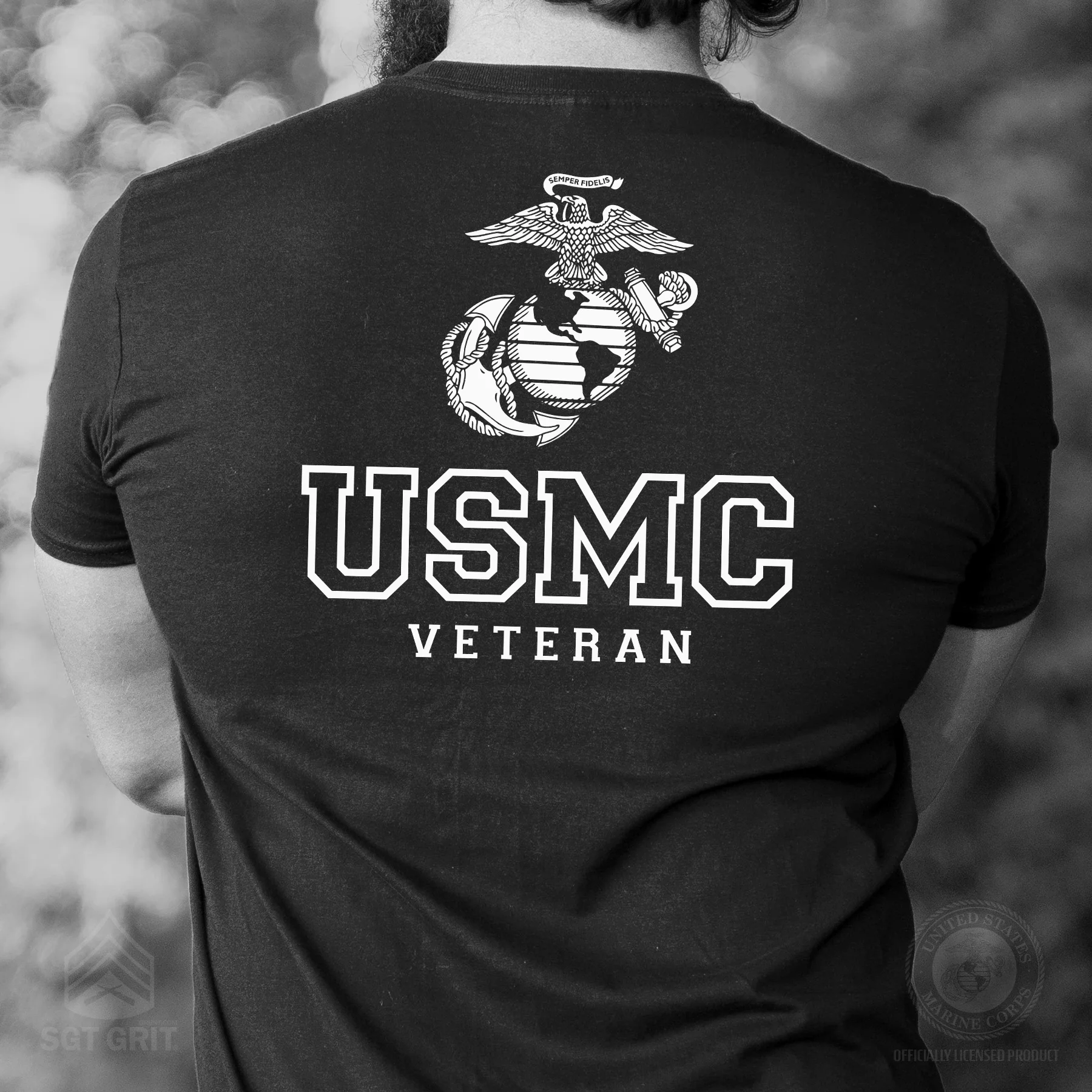 USMC Veteran Tonal T-shirt- Back Design - Image 6