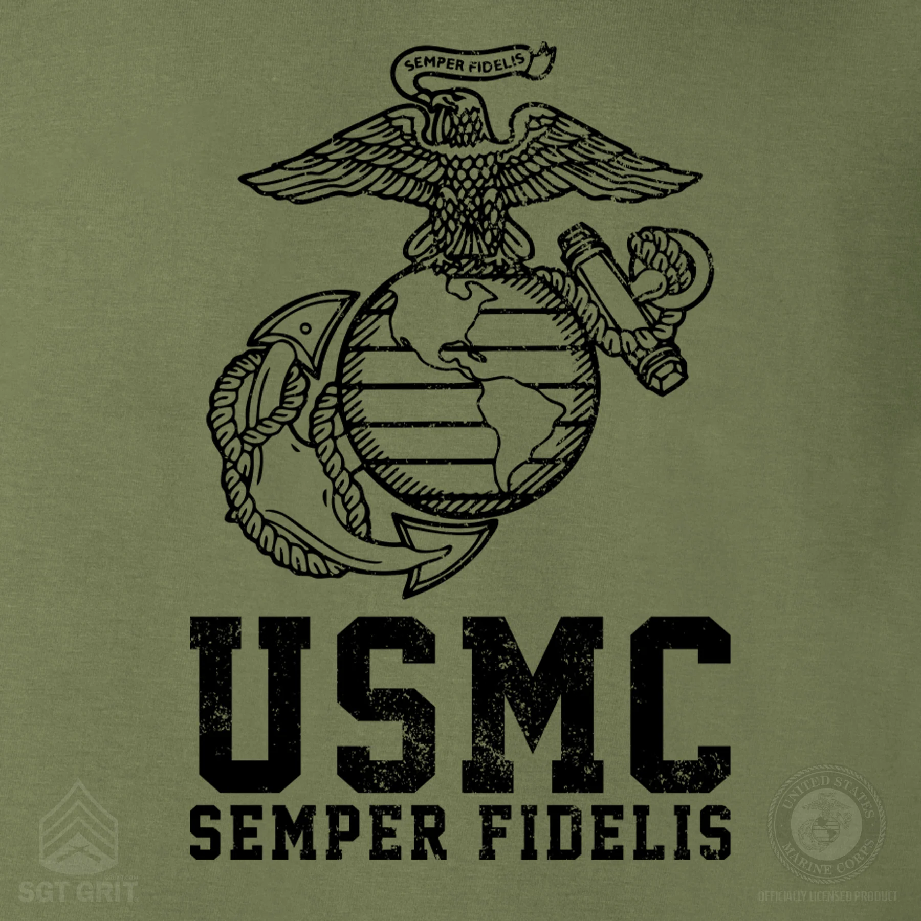 USMC Semper Fidelis T-shirt Gold on Red- Back Design - Image 13