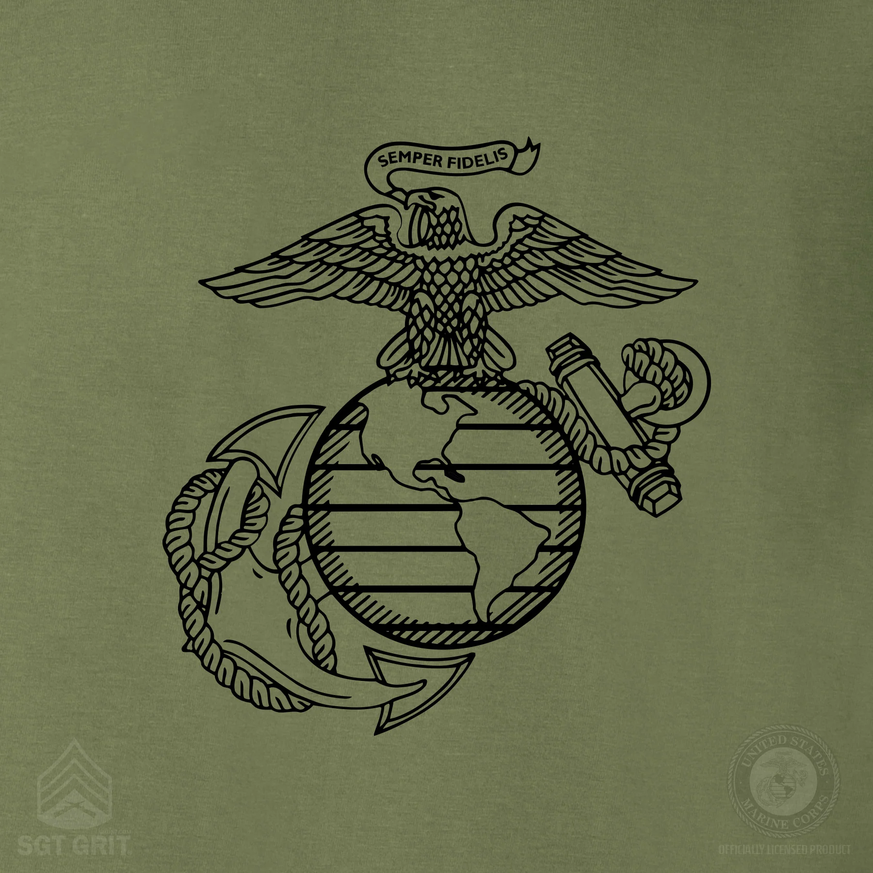 USMC Semper Fidelis T-shirt Gold on Red- Back Design - Image 15