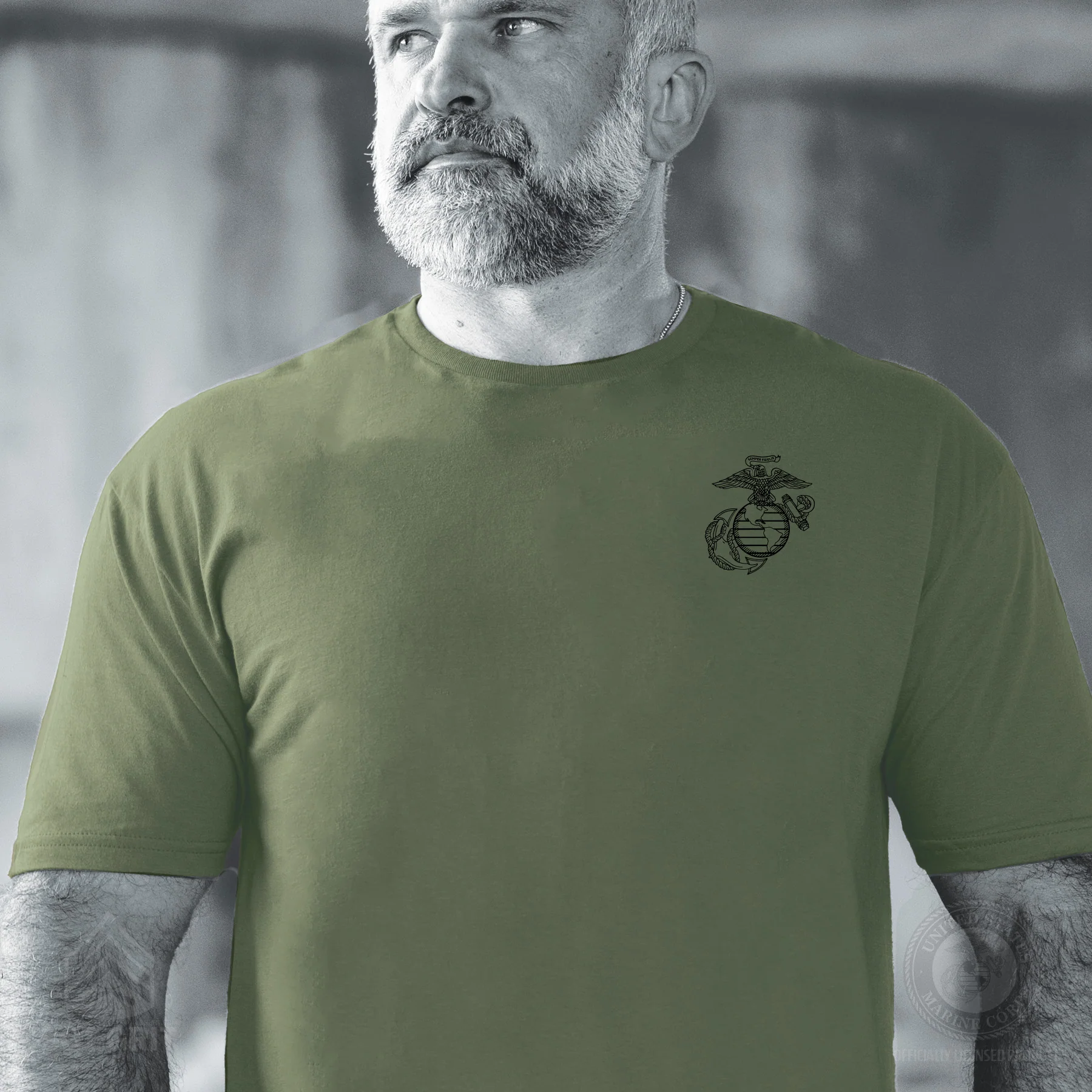 USMC Semper Fidelis T-shirt Gold on Red- Back Design - Image 6