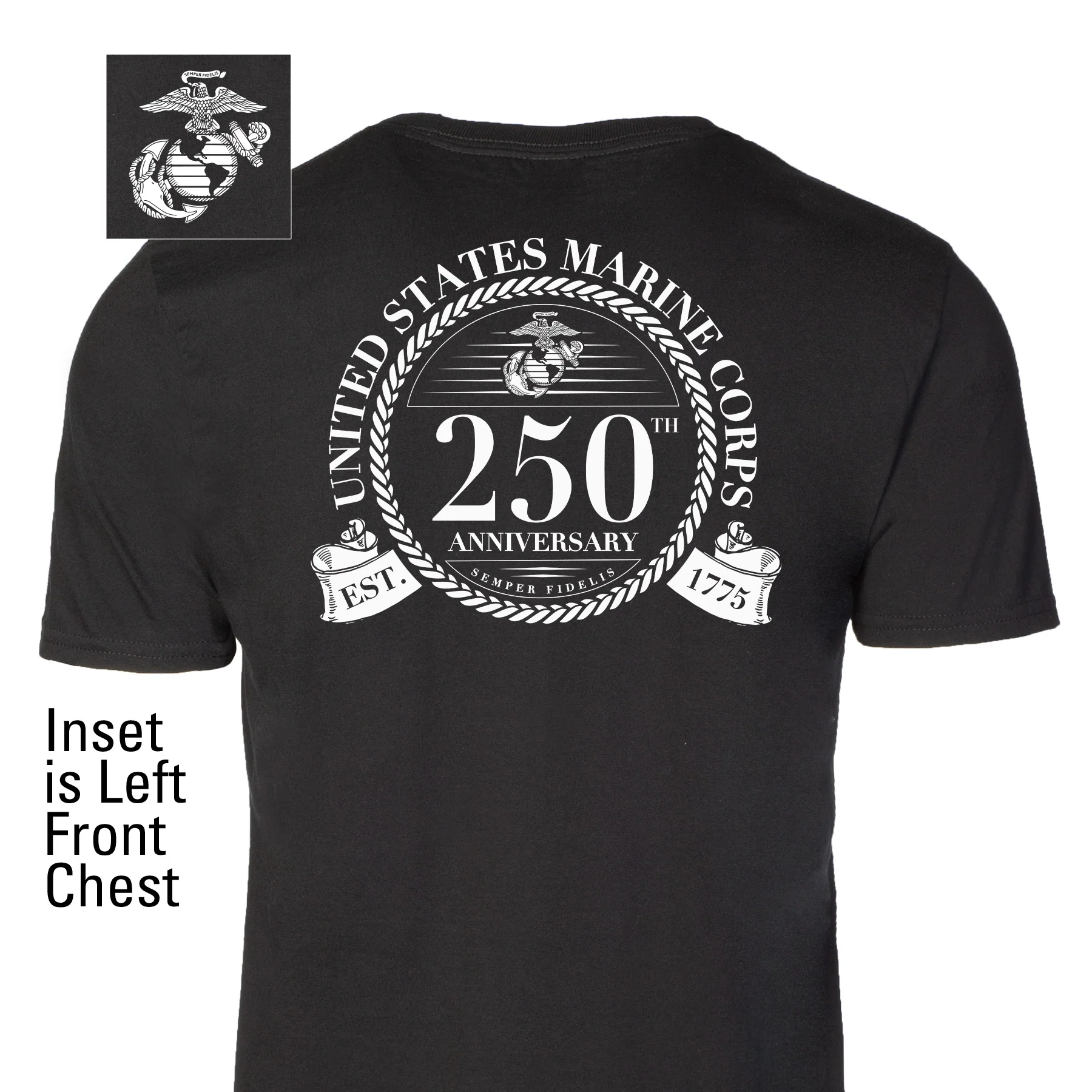 USMC 250th Anniversary Formal T-Shirt- Back Design