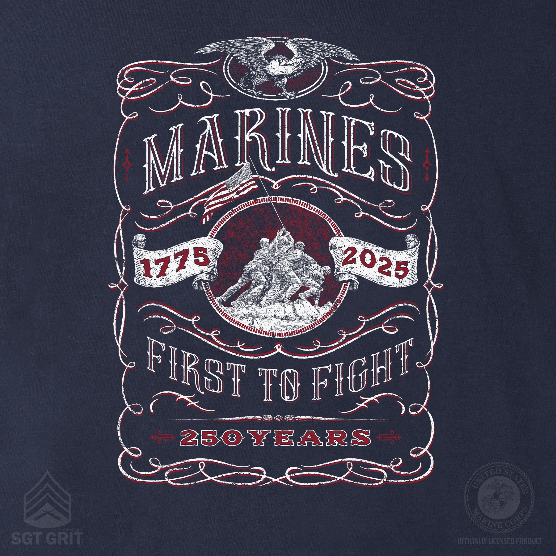 USMC 250 Years Iwo Jima T-Shirt- Back Design - Image 4