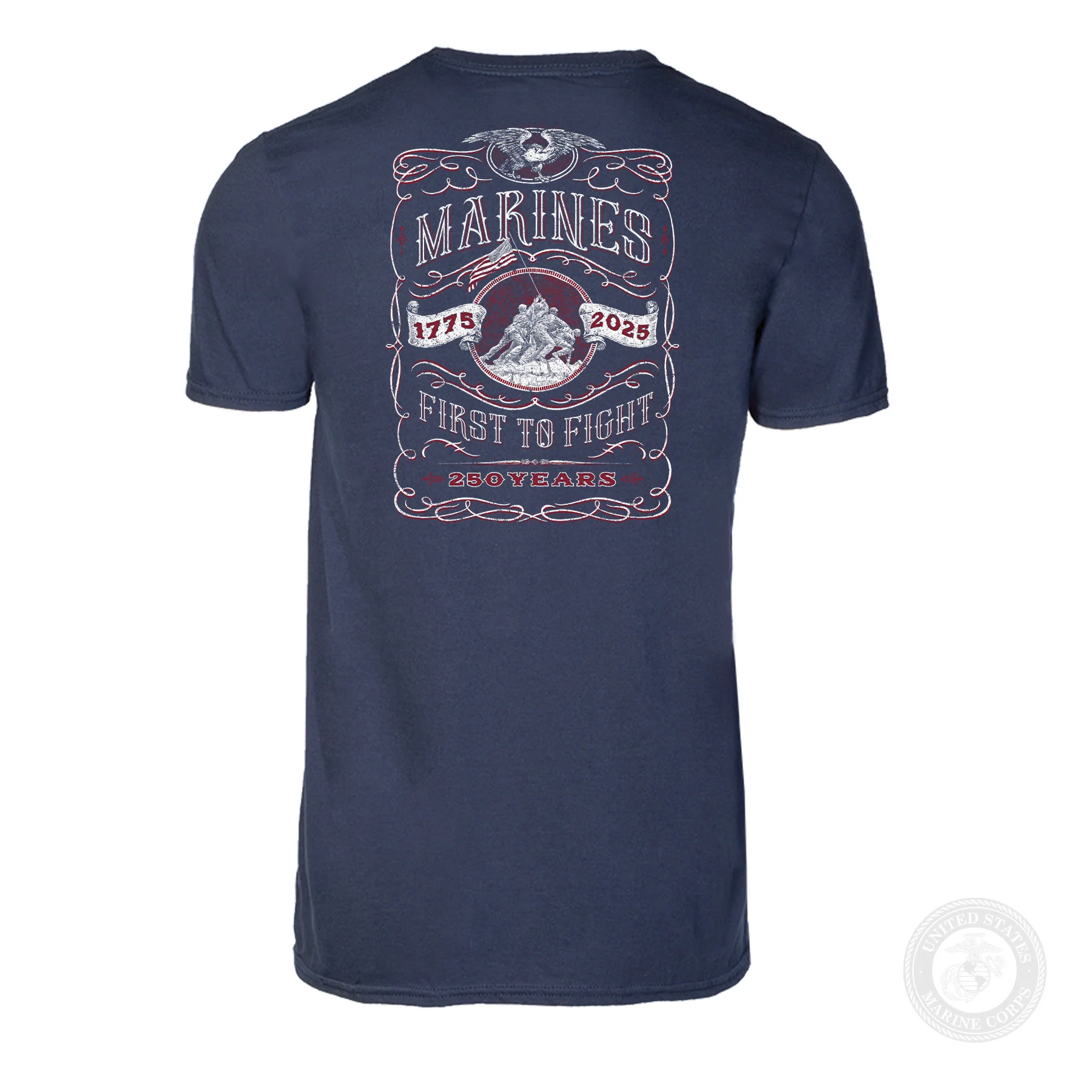 USMC 250 Years Iwo Jima T-Shirt- Back Design - Image 7