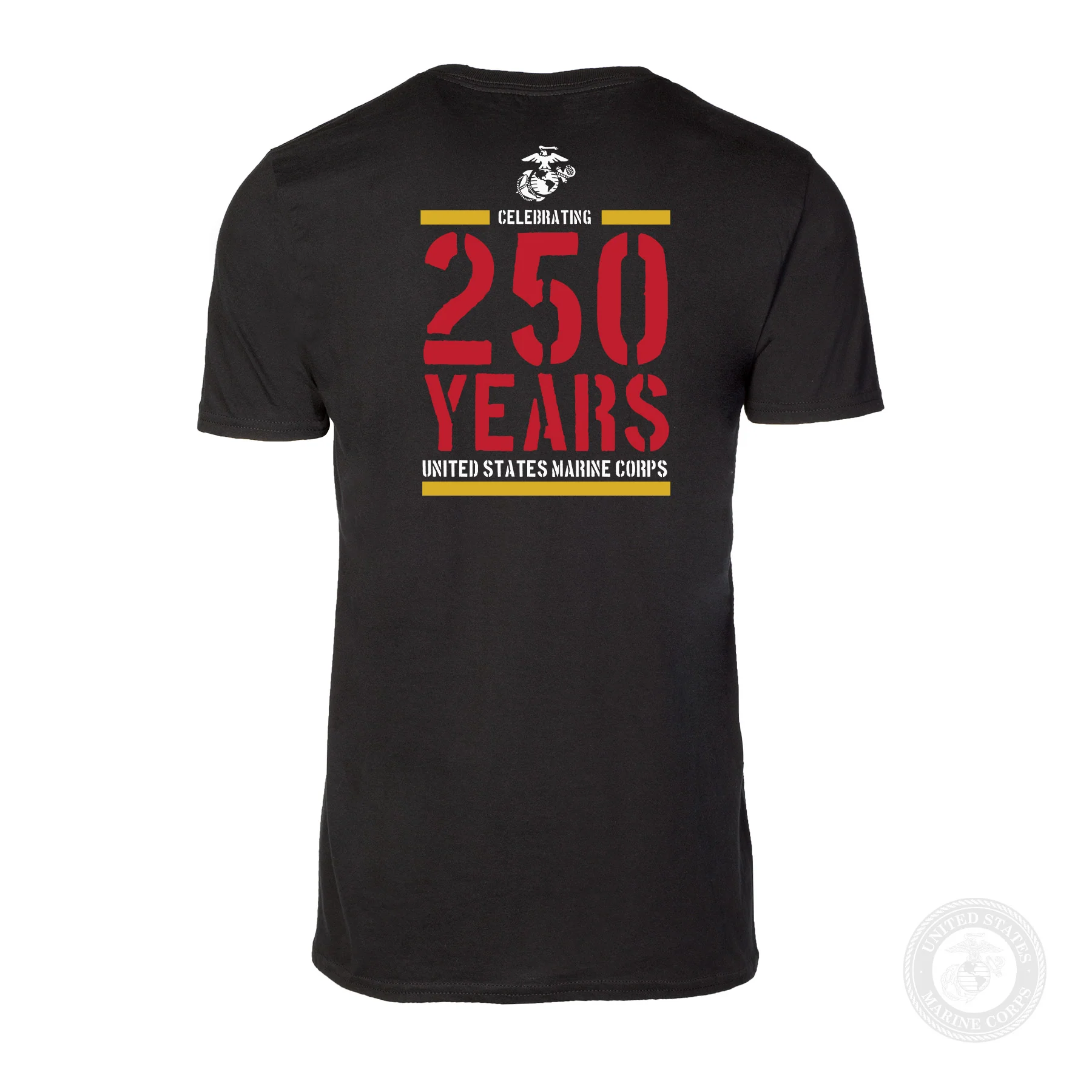 USMC Celebrating 250 Years Black T-Shirt- Back Design - Image 4