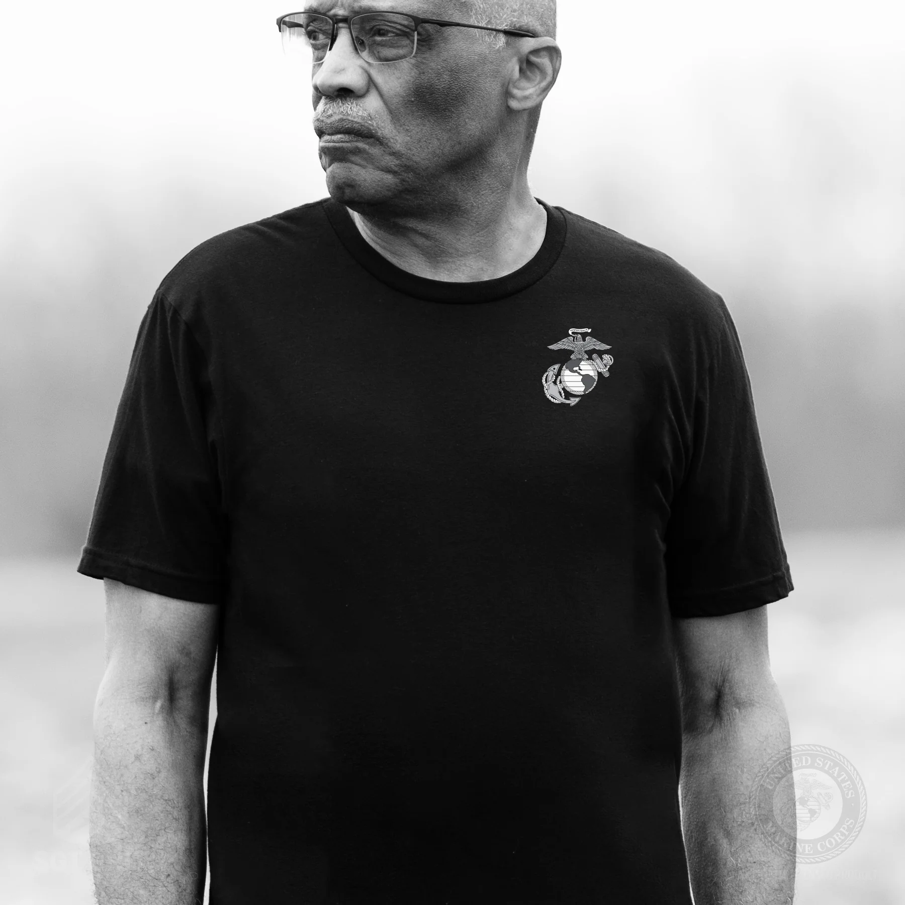 USMC 250th Anniversary Grayscale T-shirt- Back Design - Image 3
