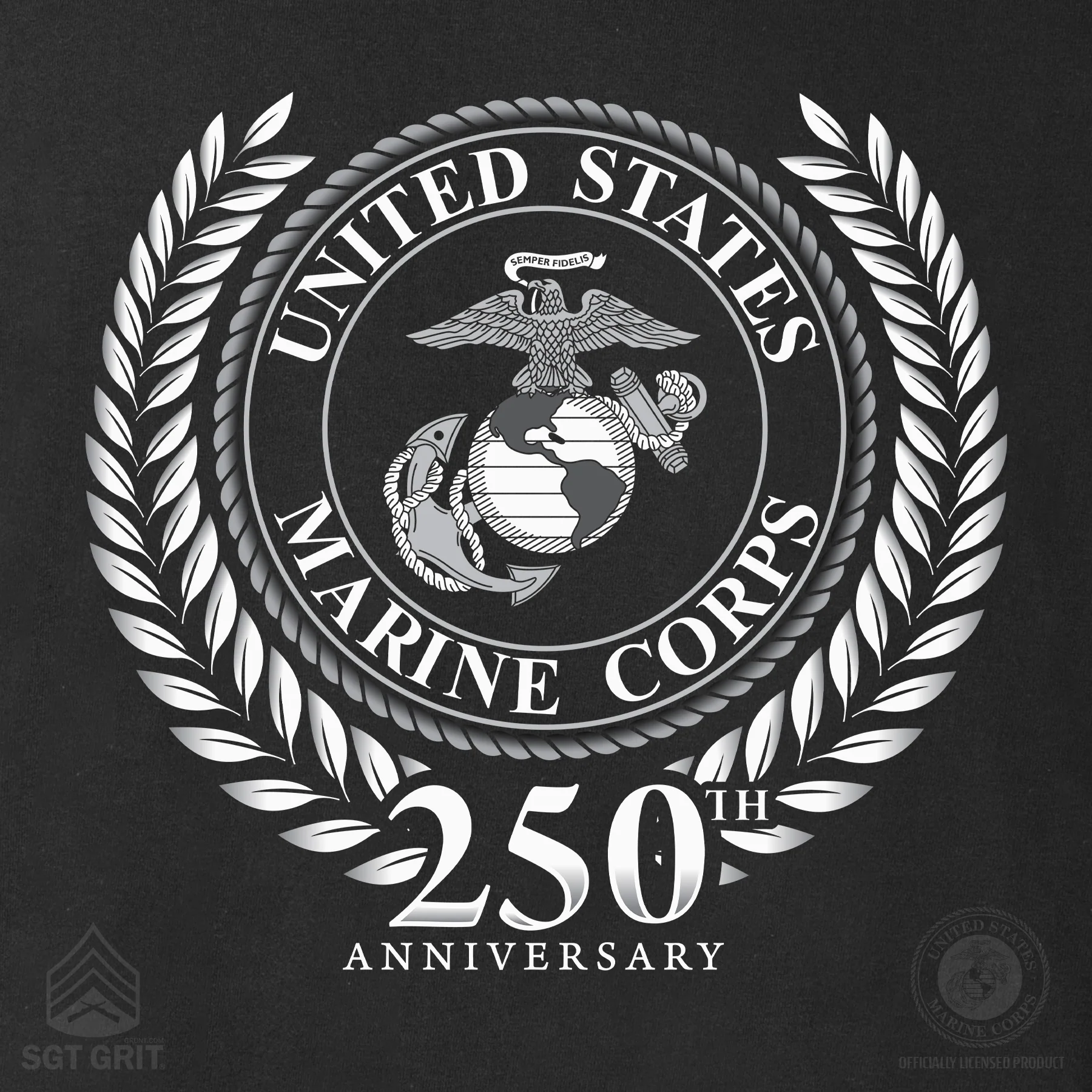 USMC 250th Anniversary Grayscale T-shirt- Back Design - Image 6