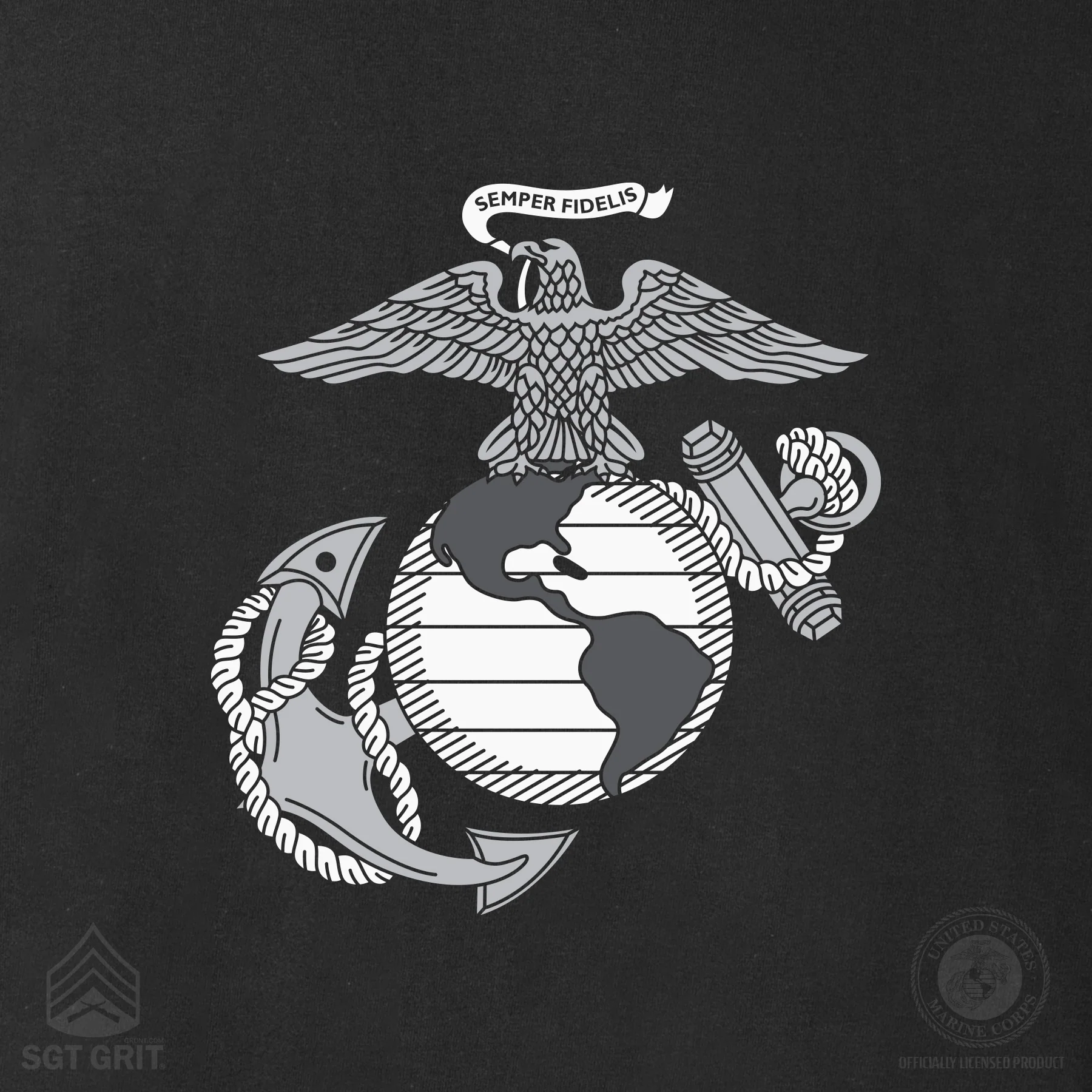 USMC 250th Anniversary Grayscale T-shirt- Back Design - Image 7