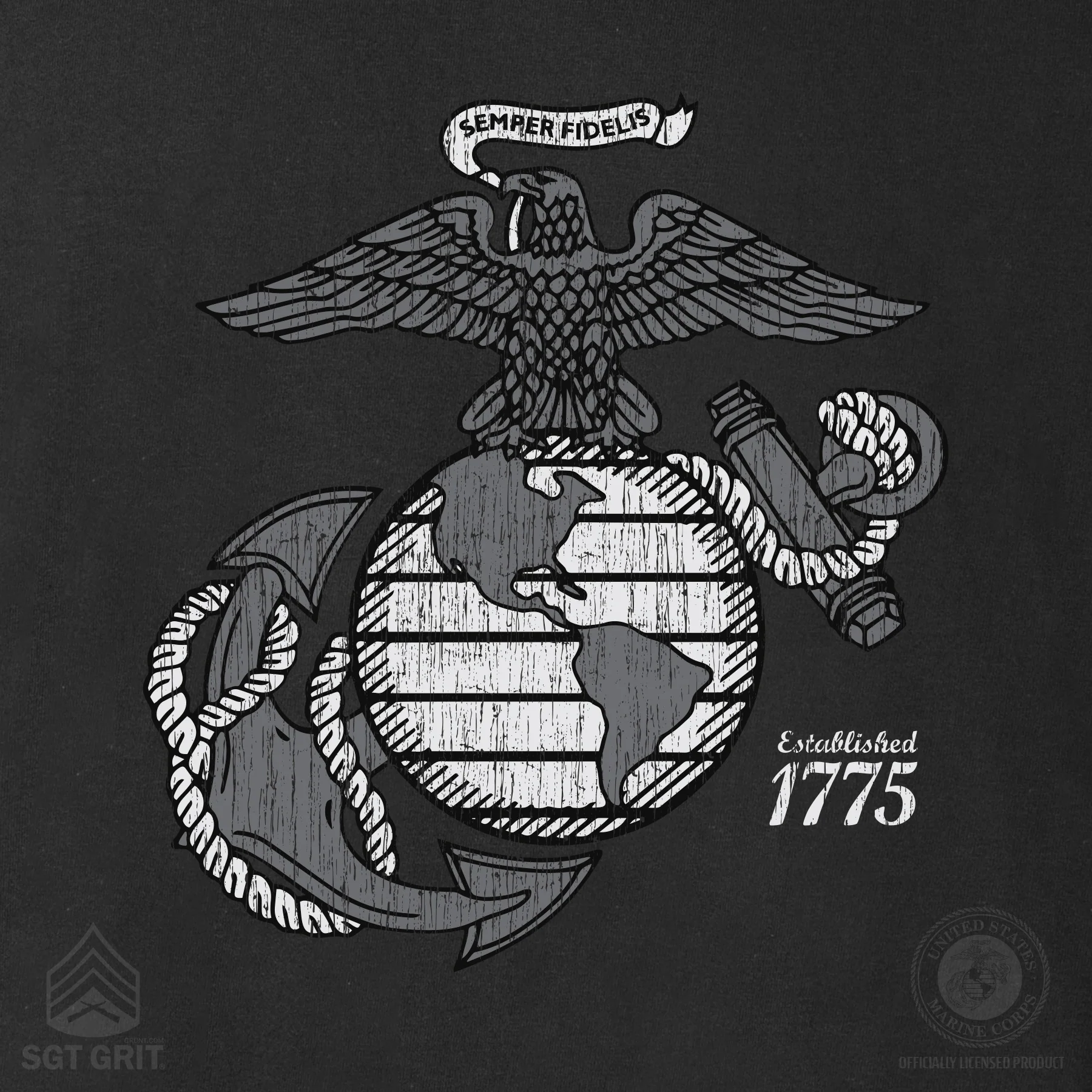 Grayscale Eagle, Globe, and Anchor T-Shirt - Image 10